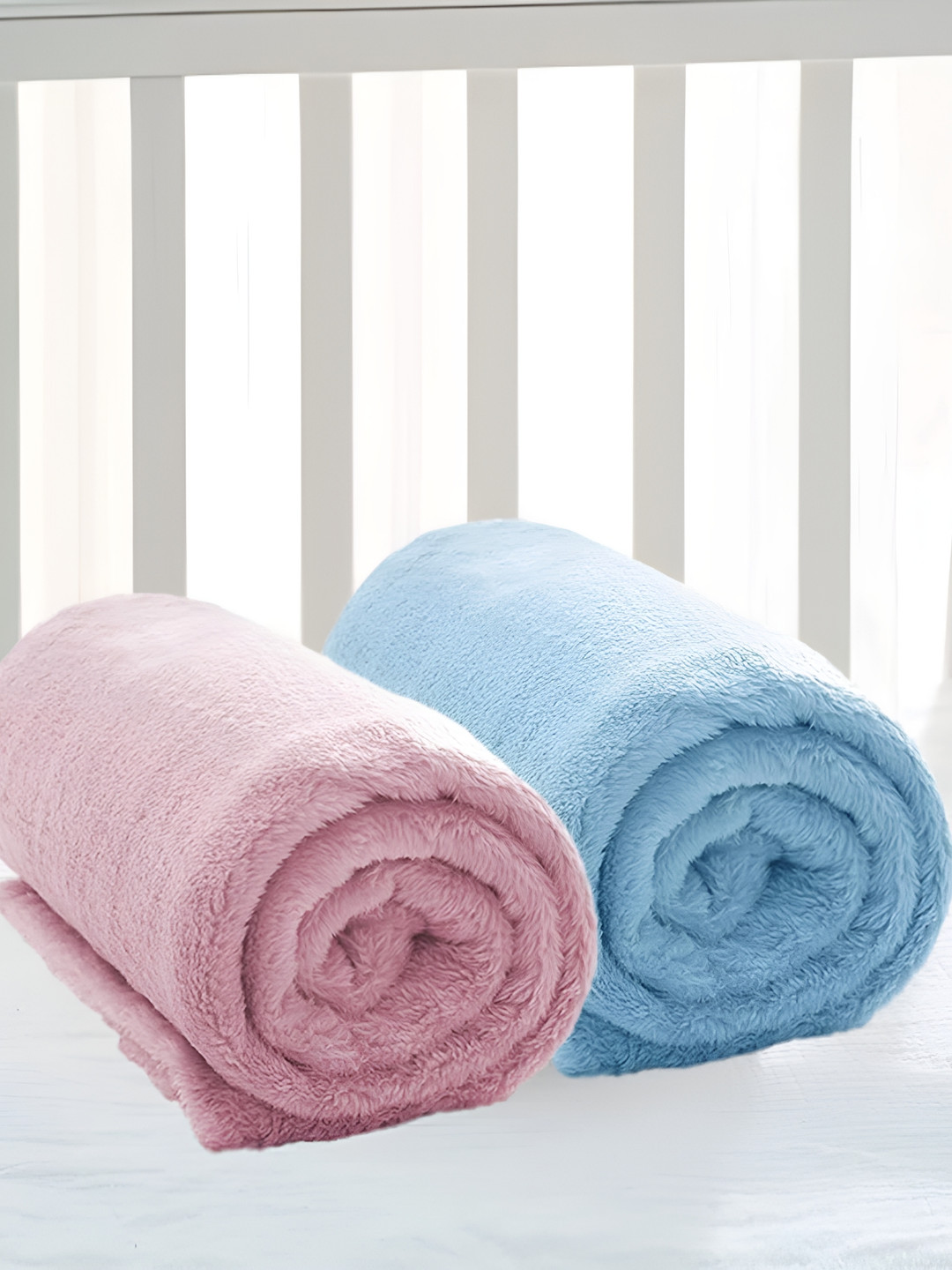 bsb home Pink & Blue 2 Pieces Mild Winter 300 GSM Single Bed Blanket