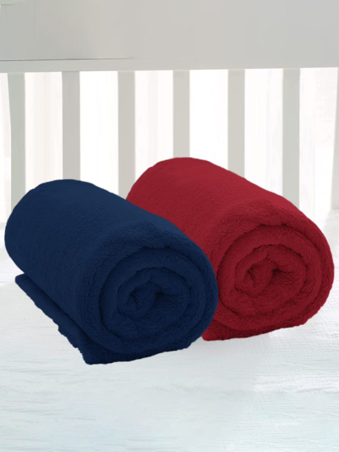 bsb home Red & Navy Blue 2 Pieces Mild Winter 300 GSM Single Bed Blanket