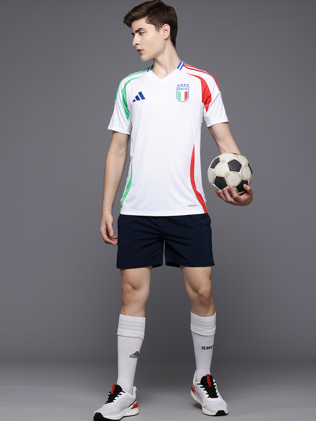 ADIDAS Printed V-Neck Slim Fit Italy 24 Away Jersey T-shirt