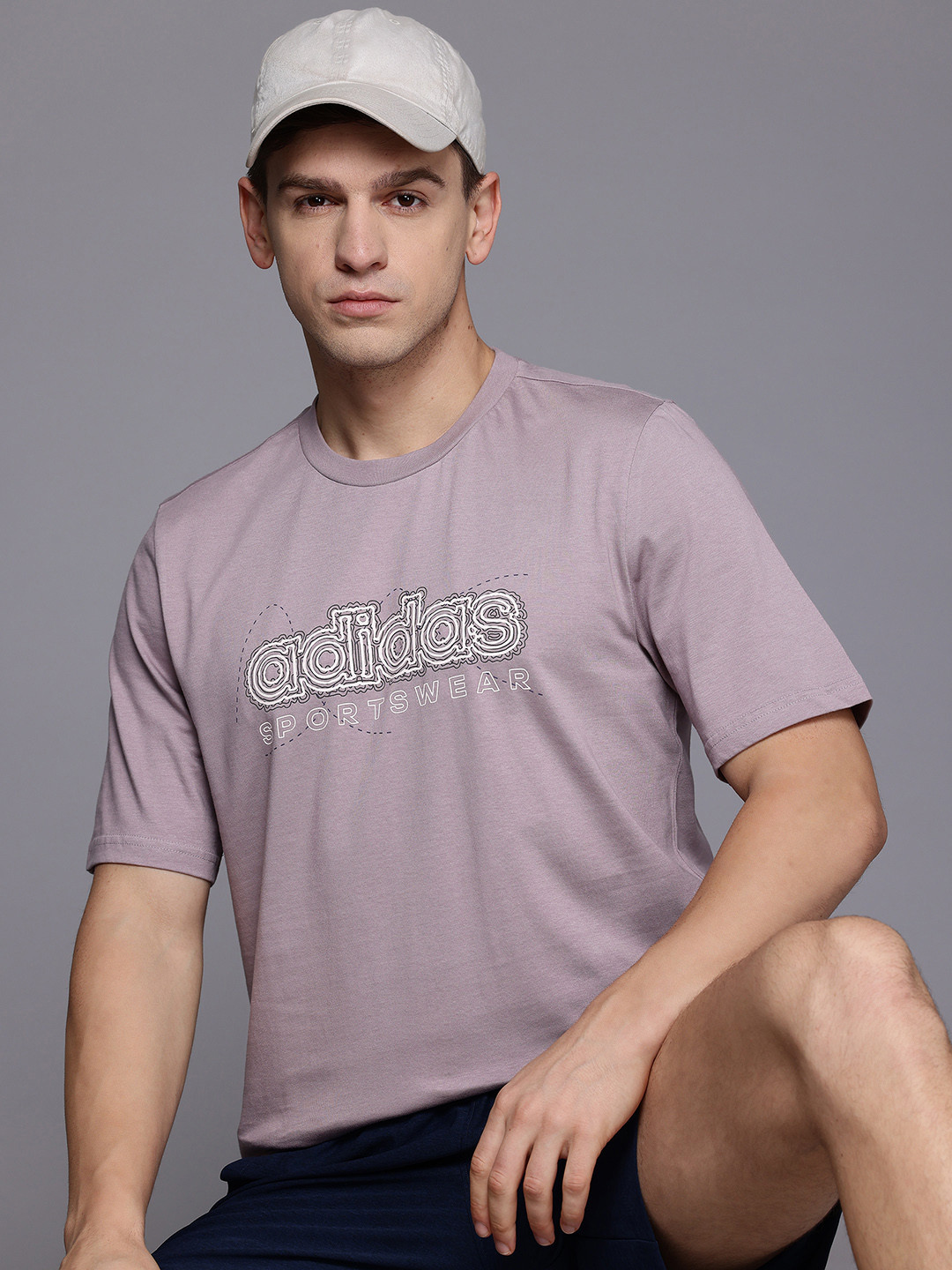 ADIDAS Men Printed Pure Cotton Growth Sportswear T-shirt