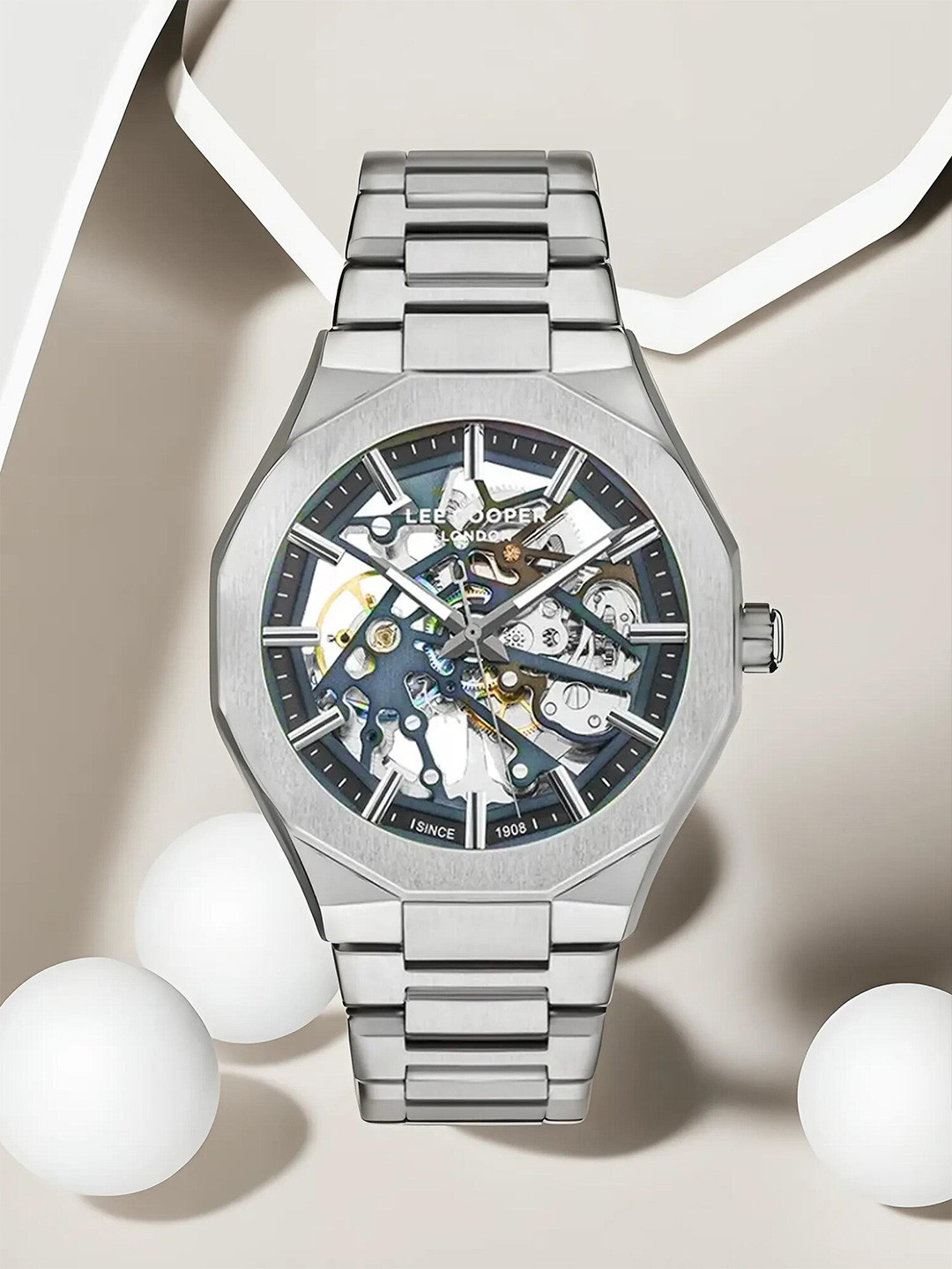 Lee Cooper Men Skeleton Dial Bracelet Style Straps Analogue Watch LC07906.090