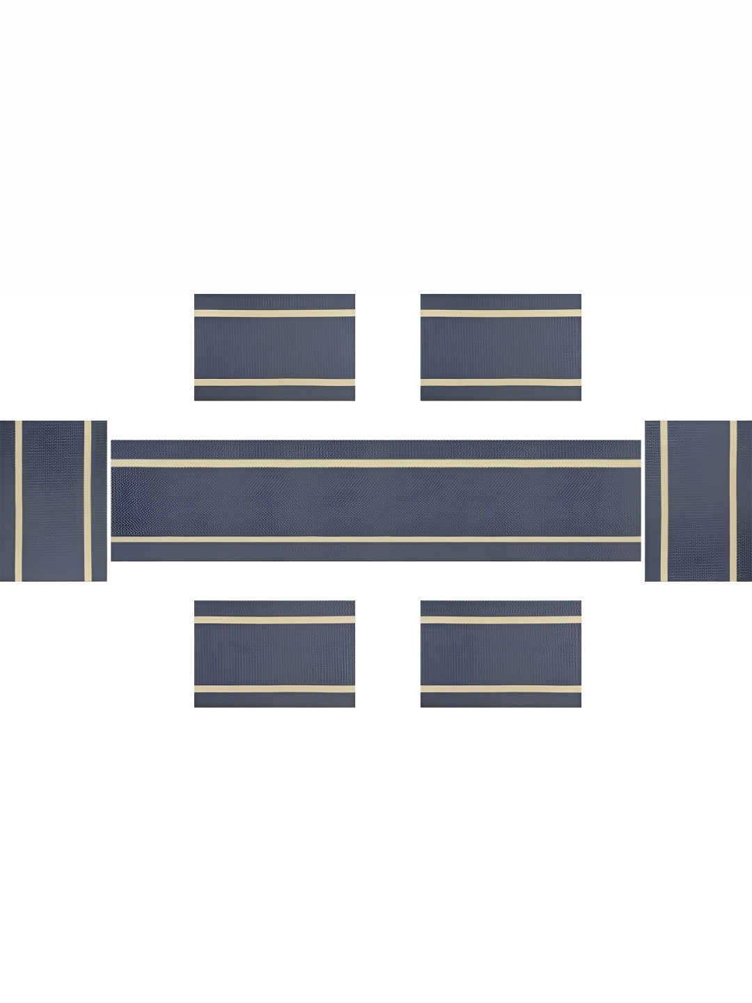 Wosta Blue 7 Pieces Textured Rectangular Table Placemats With Runner