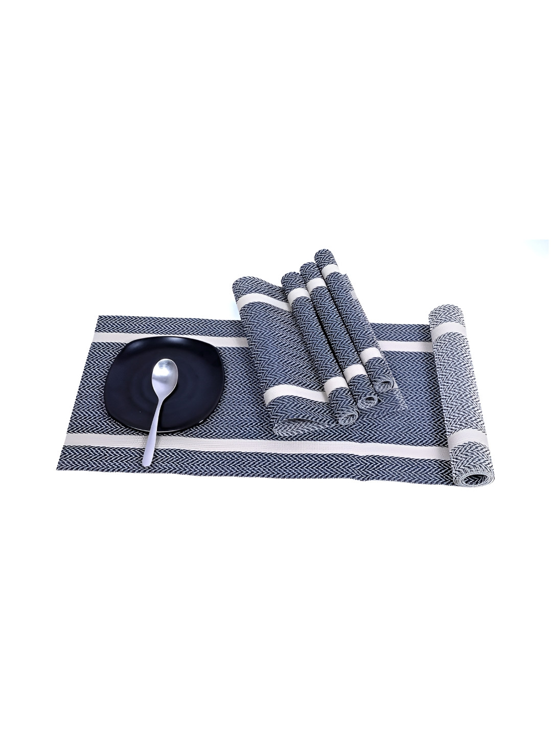 Wosta Blue 5 Pieces Waterproof Anti Slip Rectangle Table Placemats With Runner