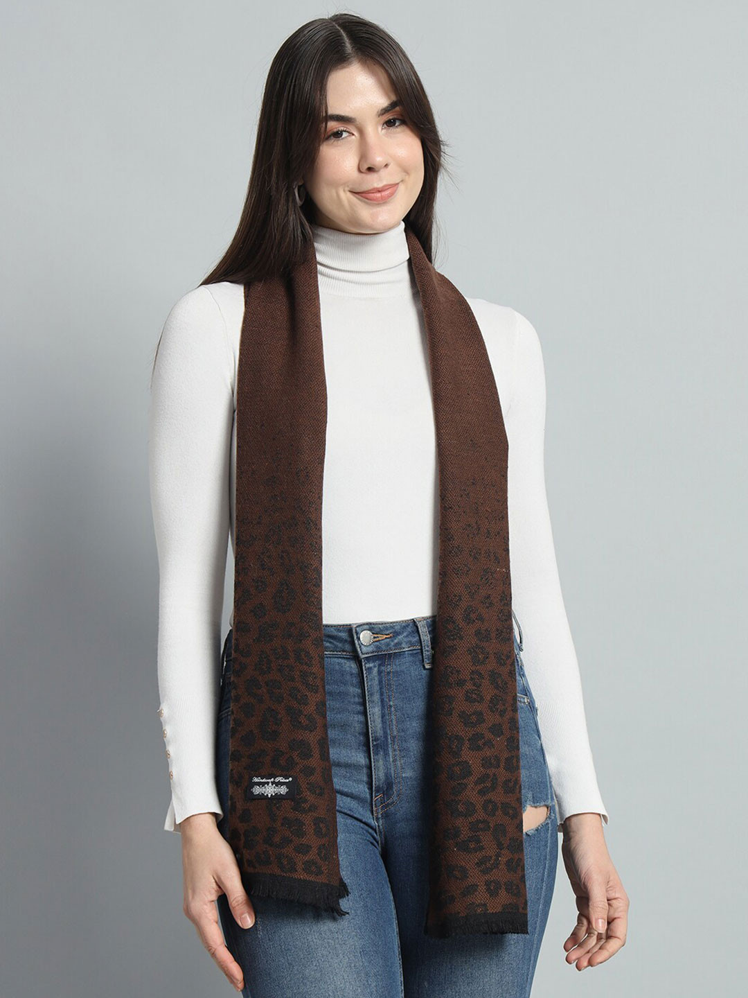 HANDICRAFT PALACE Animal Printed Reversible Woven Wool Scarf