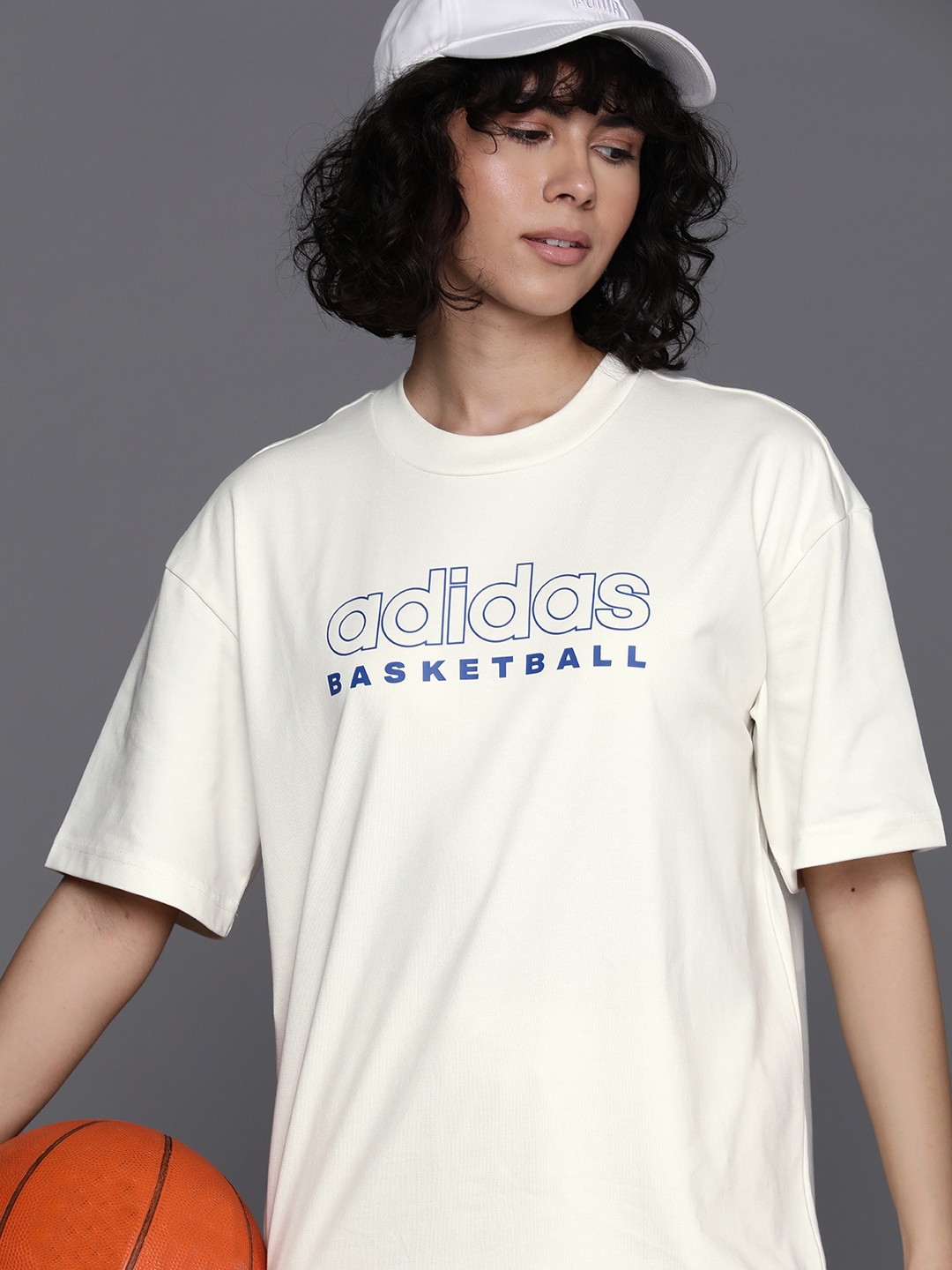 Buy ADIDAS SLCT Basketball Brand Logo Printed Drop Shoulder Sleeves T shirt Tshirts for Women 26763634 Myntra