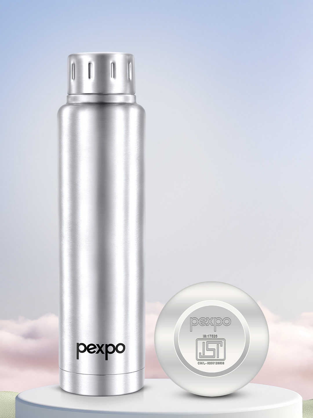 Pexpo Cameo Silver Stainless Steel Double Wall Vacuum Flask - 500ml