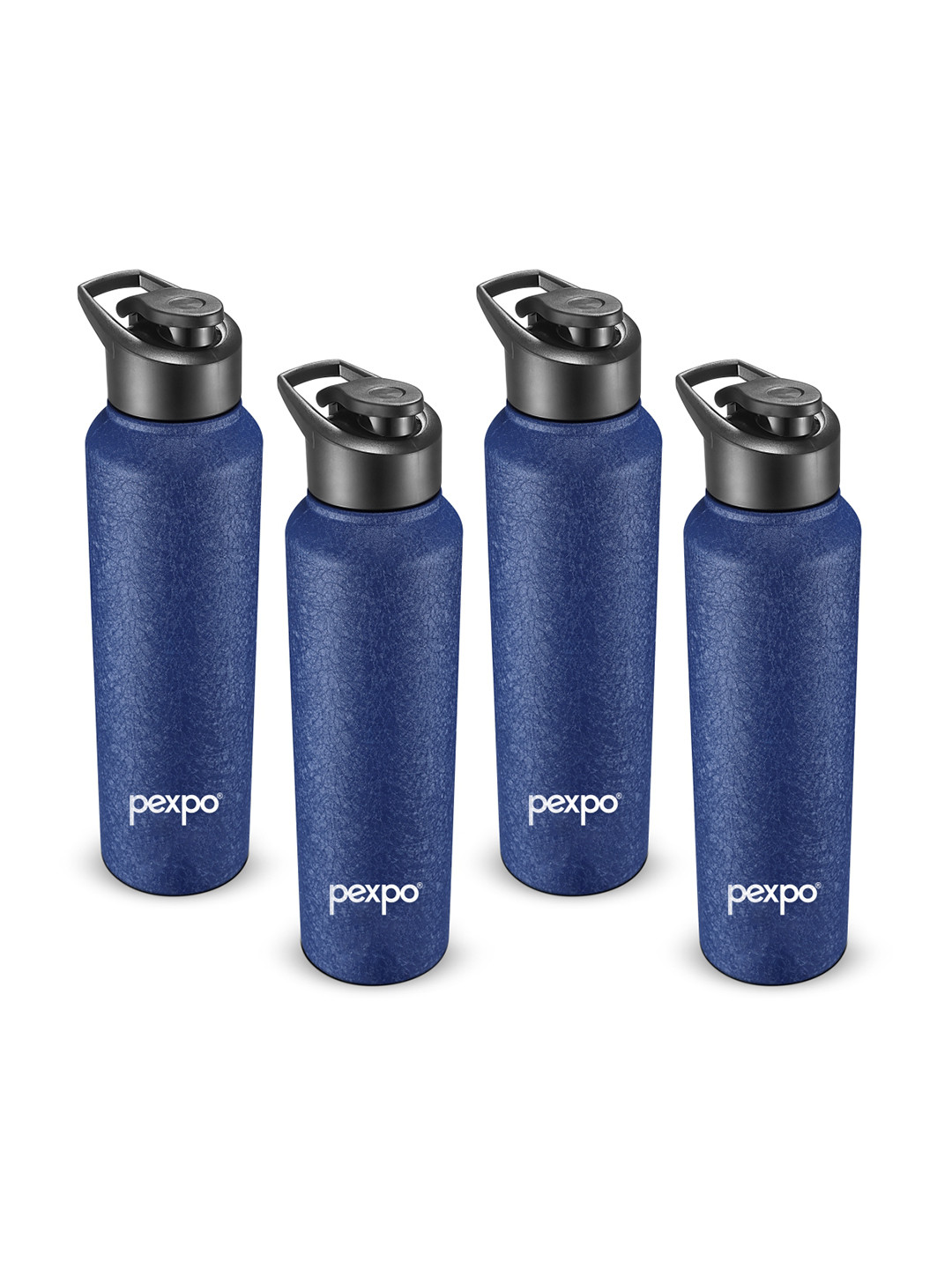 Pexpo Blue Stainless Steel Single Wall Vacuum 4 Piece Water Bottle - 1L