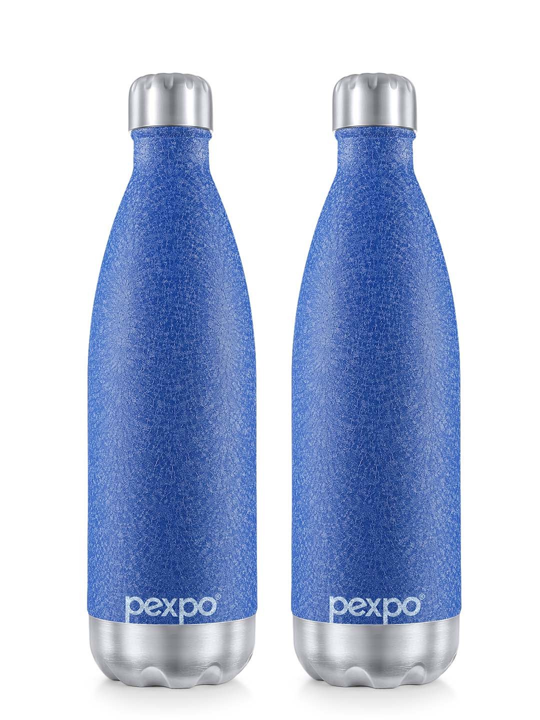 Pexpo Electro Blue Solid Stainless Steel Double Wall Vacuum 2 Piece Flask - 1L