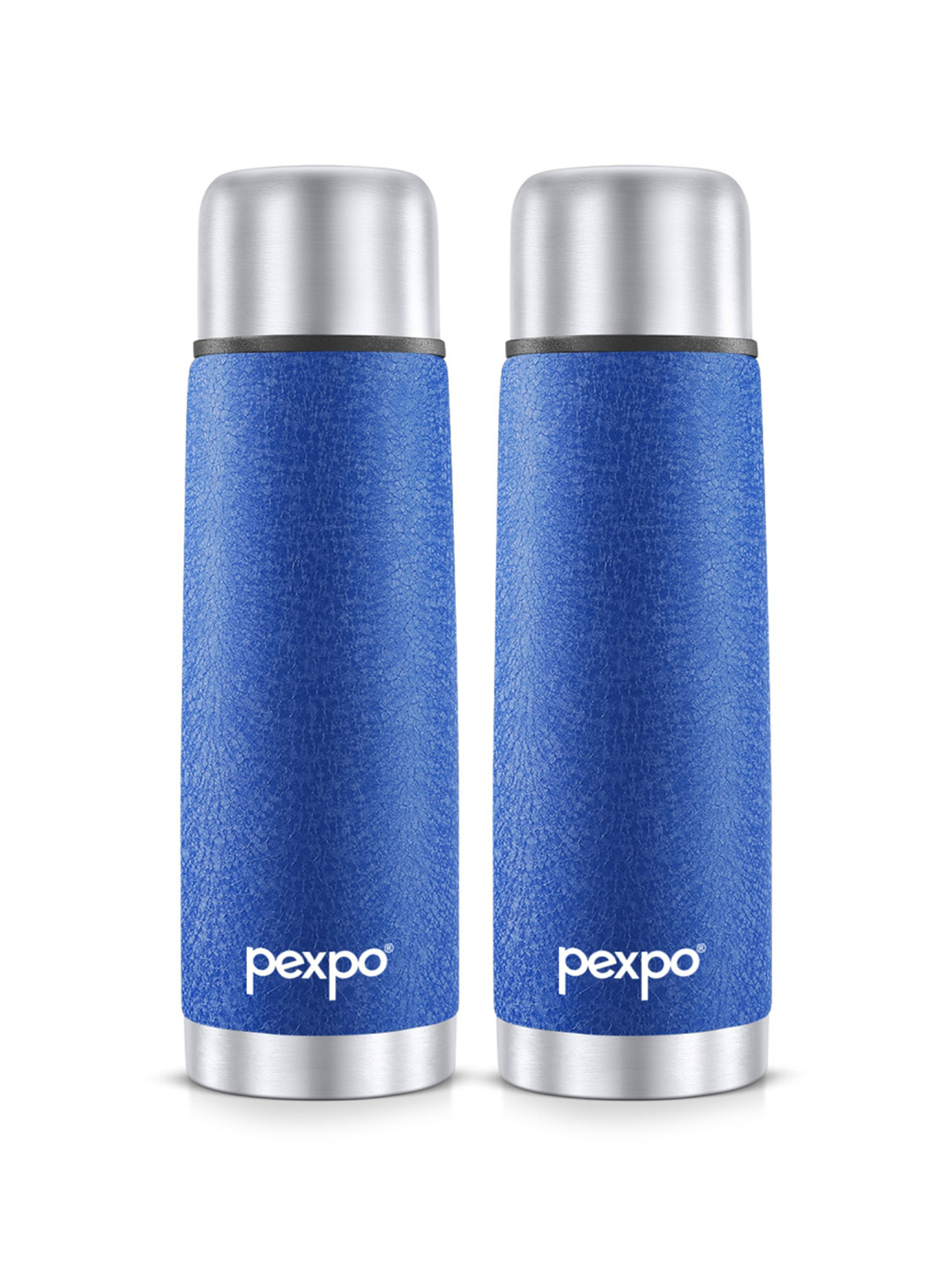 Pexpo Flexo Blue Solid Stainless Steel Double Wall Vacuum 2 Piece Flask - 500ml