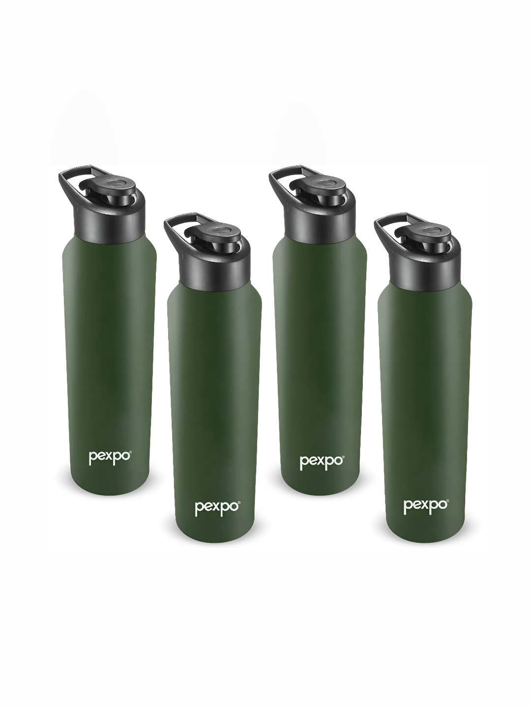 Pexpo Chromo-Xtreme Green Stainless Steel Single Wall Vacuum 4 Piece Water Bottle - 750ml