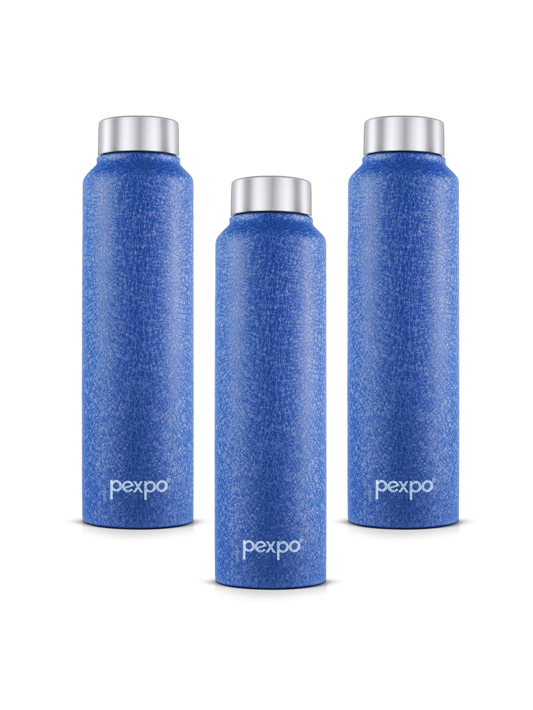 Pexpo Chromo Blue Solid Stainless Steel Spill Proof 3 Piece Water Bottle - 1L