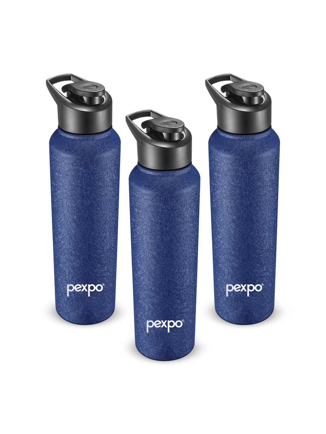 Pexpo Chromo Blue Solid Stainless Steel Spill Proof 3 Piece Water Bottle - 1L