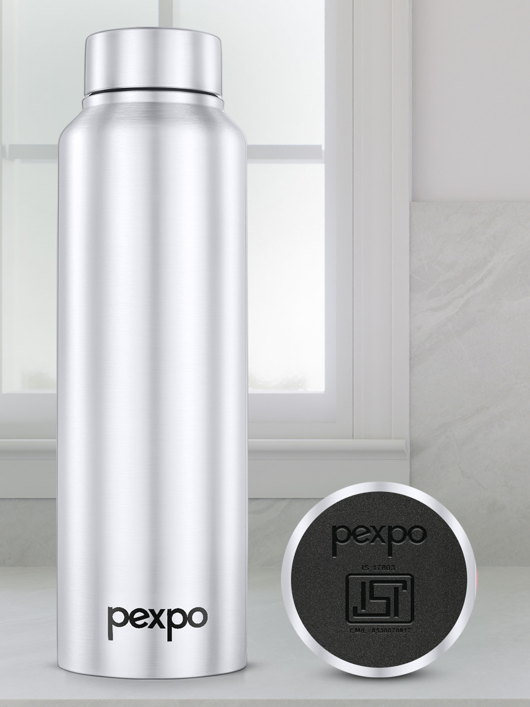 Pexpo Silver Stainless Steel Single Wall Vacuum Water Bottle - 750ml