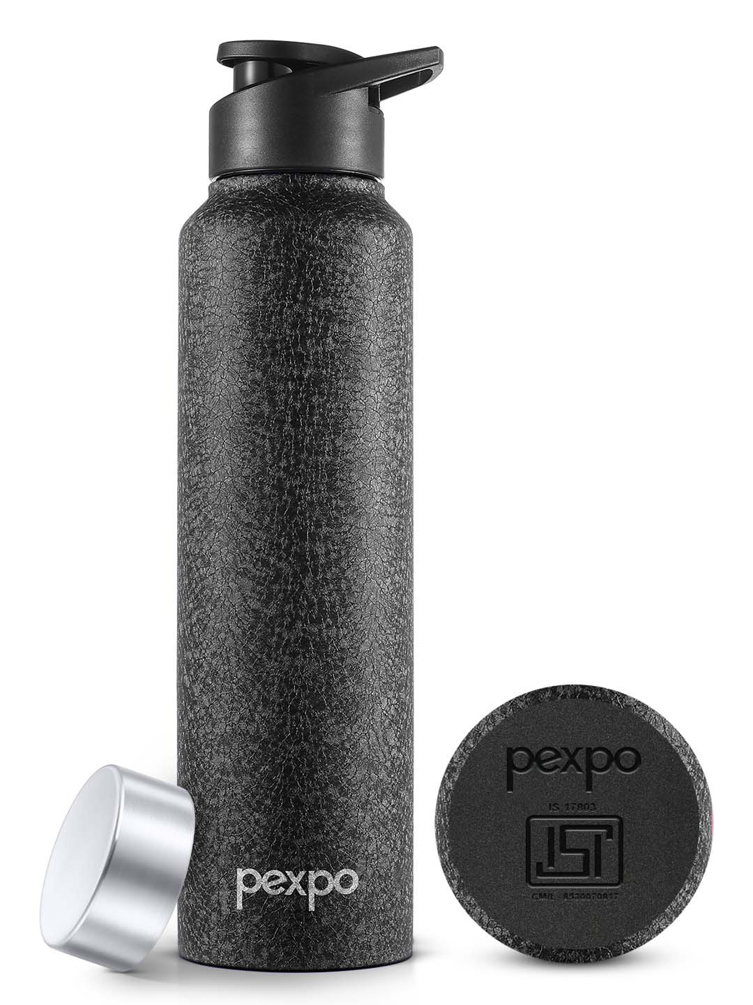 Pexpo Chromo Black Solid Stainless Steel Single Wall Vacuum Sipper - 950ml