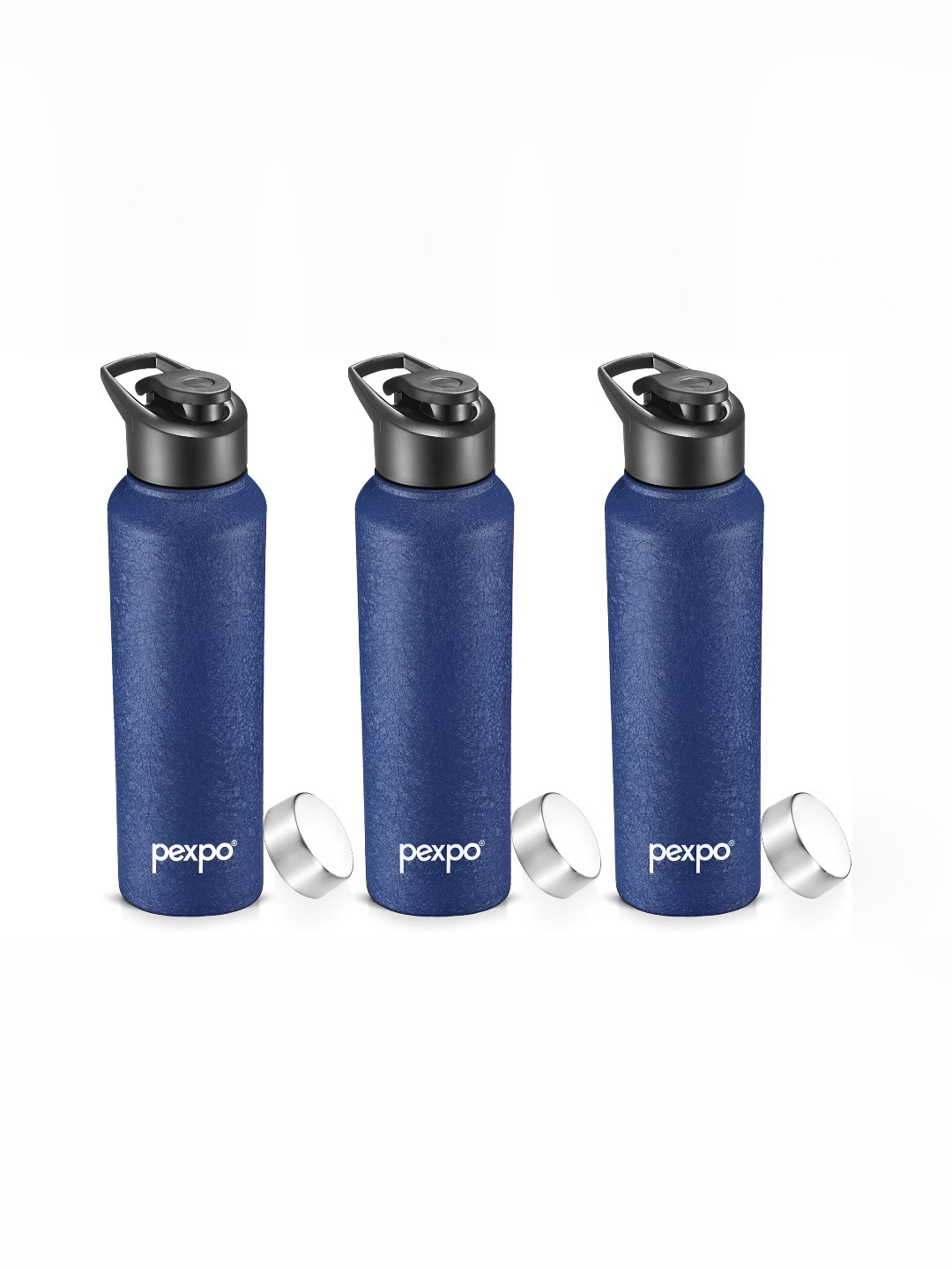 Pexpo Blue Solid Stainless Steel Single Wall Vacuum 3 Piece Sipper - 1L