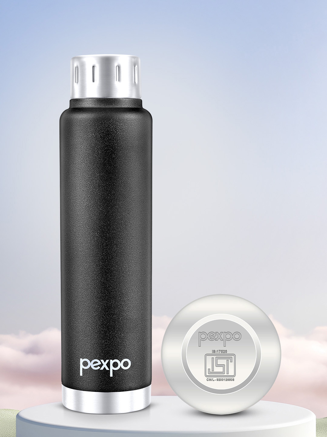 Pexpo Cameo Black Stainless Steel Double Wall Vacuum Flask - 500ml