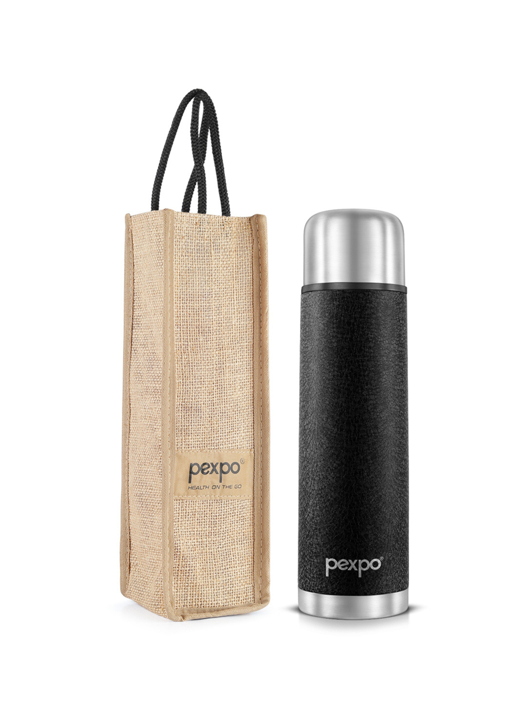 Pexpo Flexo Black Stainless Steel Double Wall Vacuum Flask - 750ml