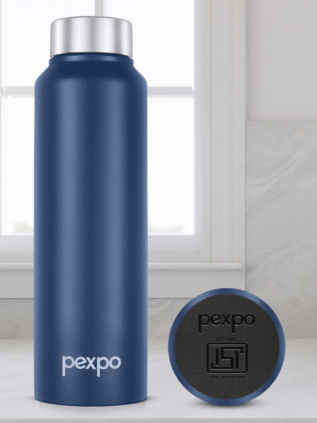 Pexpo Chromo-Xtreme Navy Blue Stainless Steel Single Wall Vacuum Water Bottle - 750ml