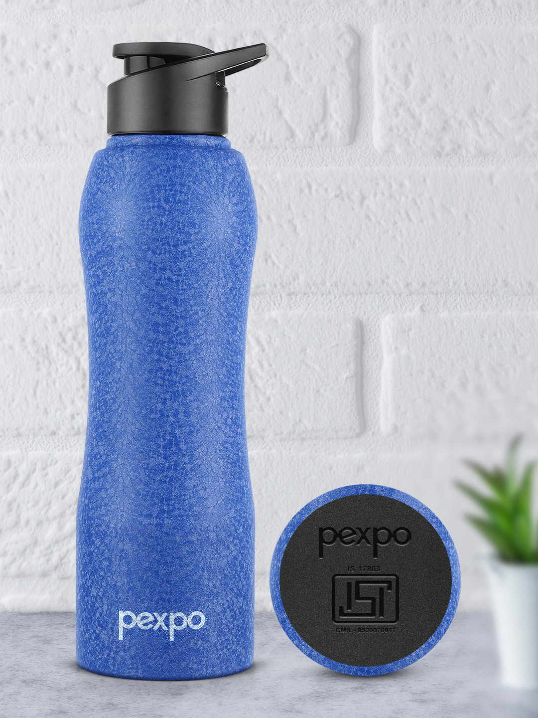 Pexpo Bistro Blue Stainless Steel Spill Proof Water Bottle - 1L