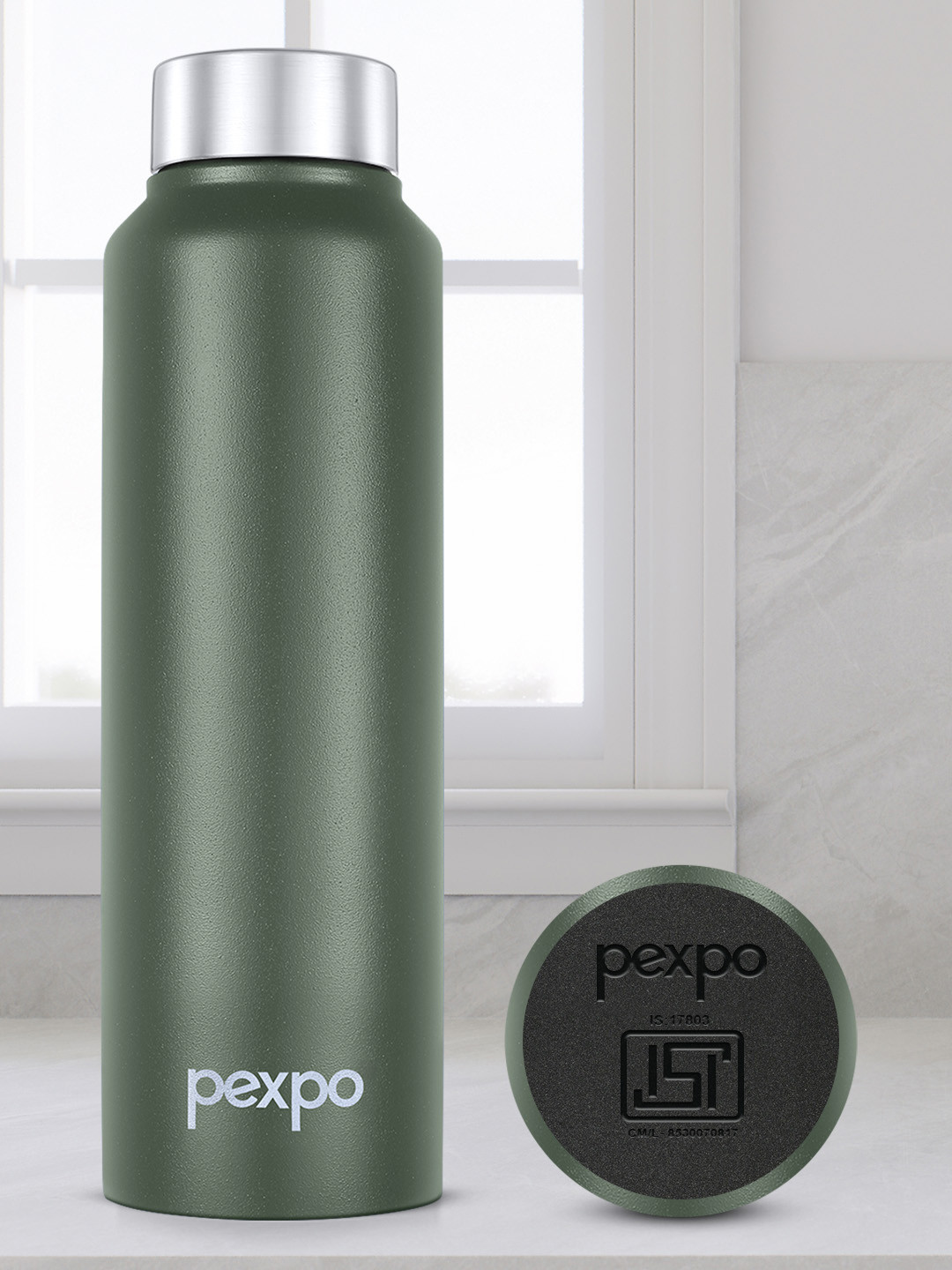Pexpo Chromo-Xtreme Green Stainless Steel Single Wall Vacuum Water Bottle - 750ml