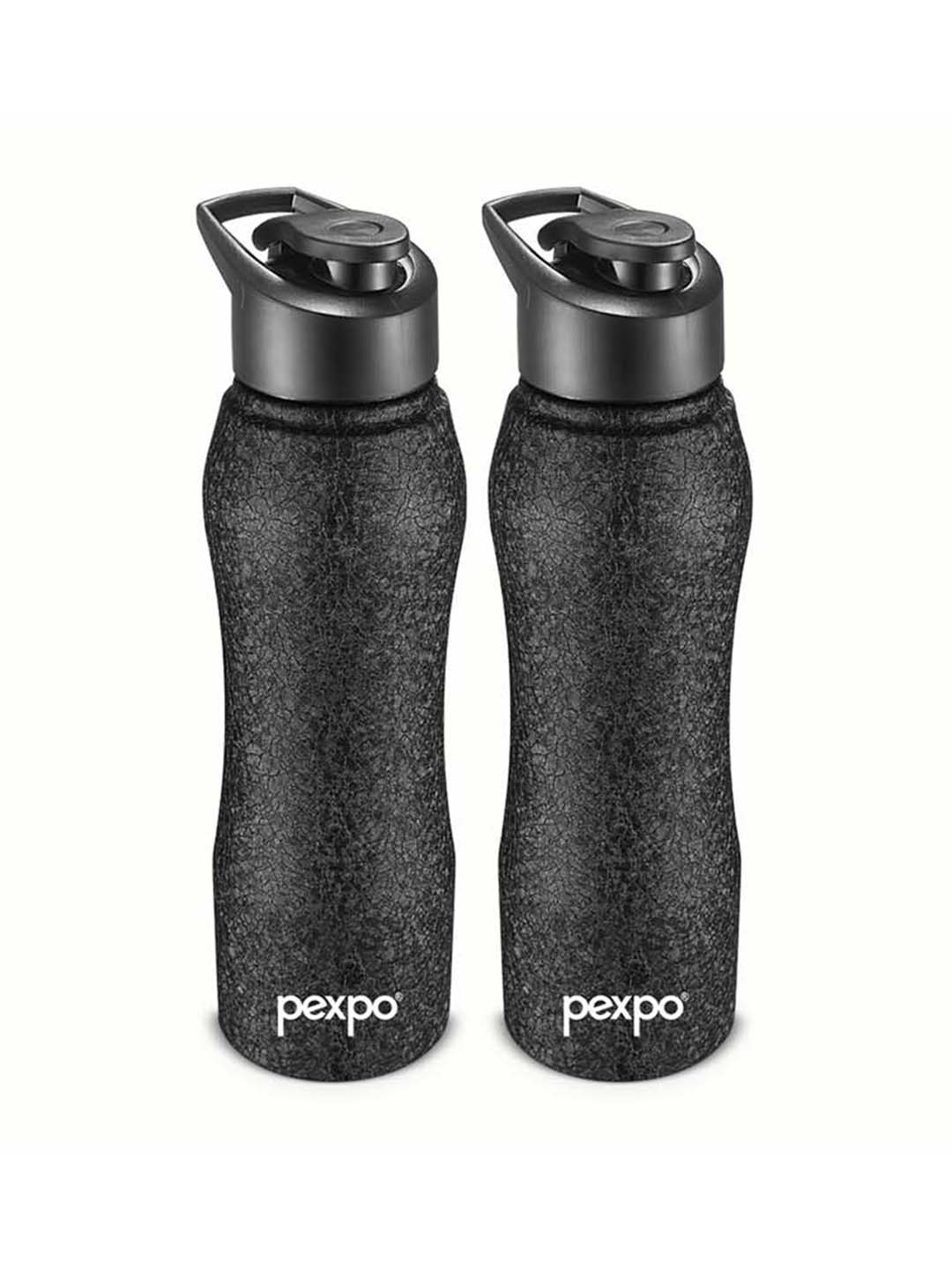 Pexpo BISTRO 2pc Sports & Hiking Stainless Steel 1L Single wall Black Water Bottle