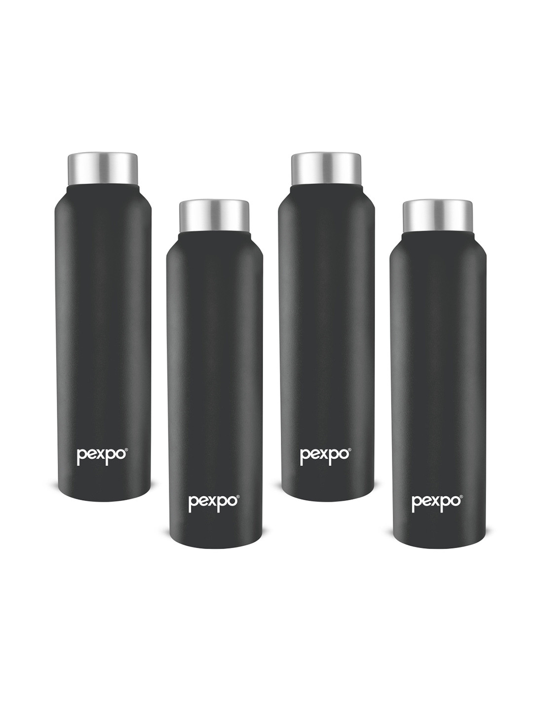 Pexpo Black Stainless Steel Spill Proof 4 Piece Water Bottle - 1L