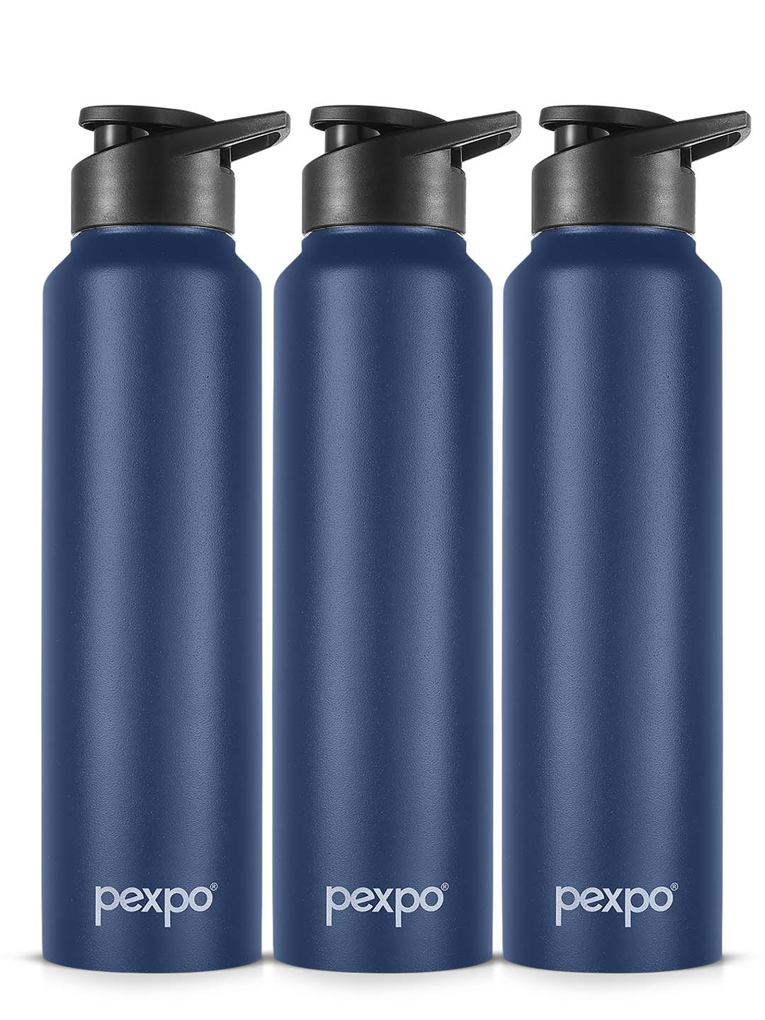 Pexpo Chromo-Xtreme Navy Blue Stainless Steel Spill Proof 3 Piece Water Bottle - 750ml