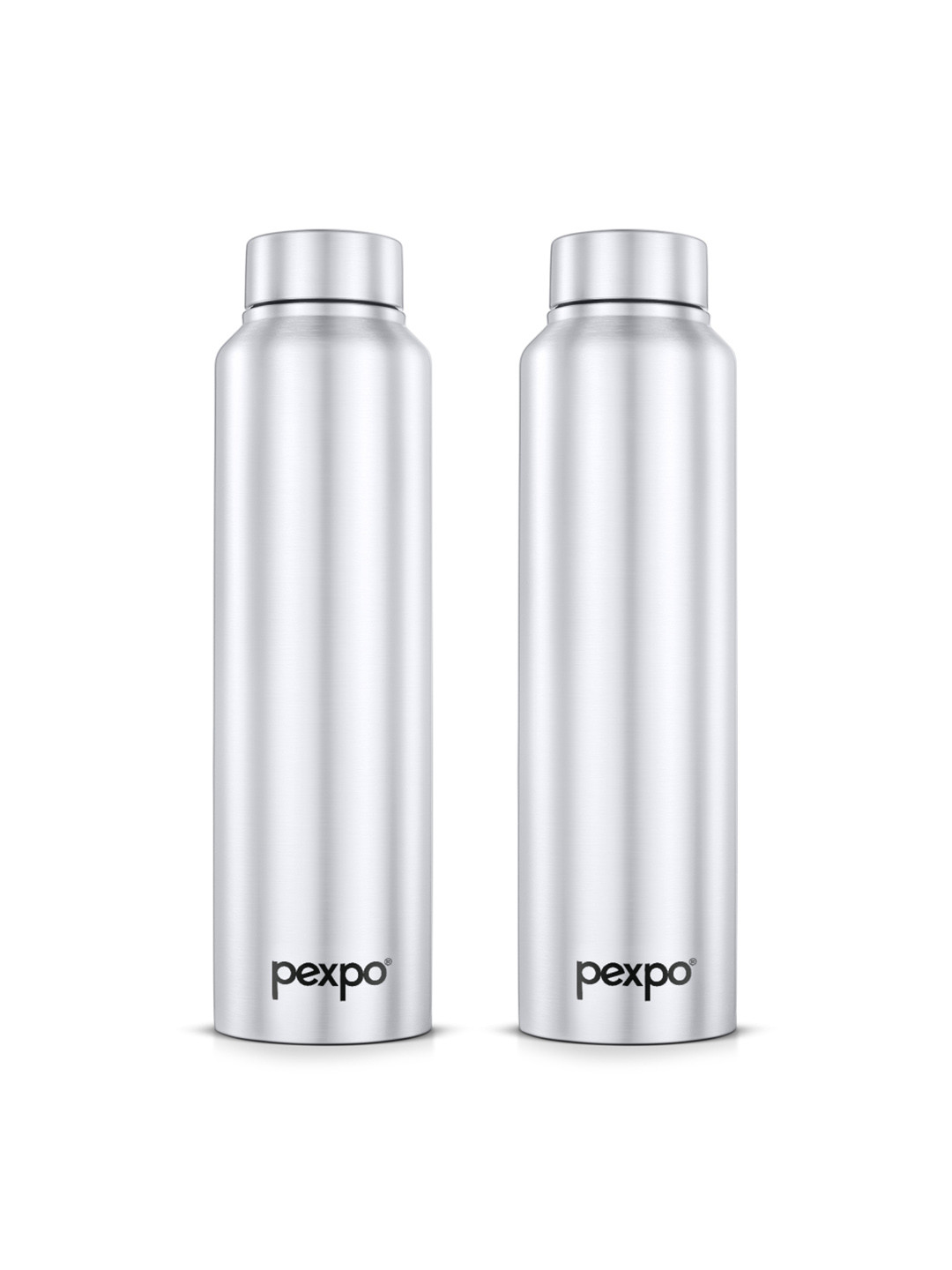Pexpo Chromo Silver Stainless Steel Single Wall Vacuum 2 Piece Water Bottle - 1L