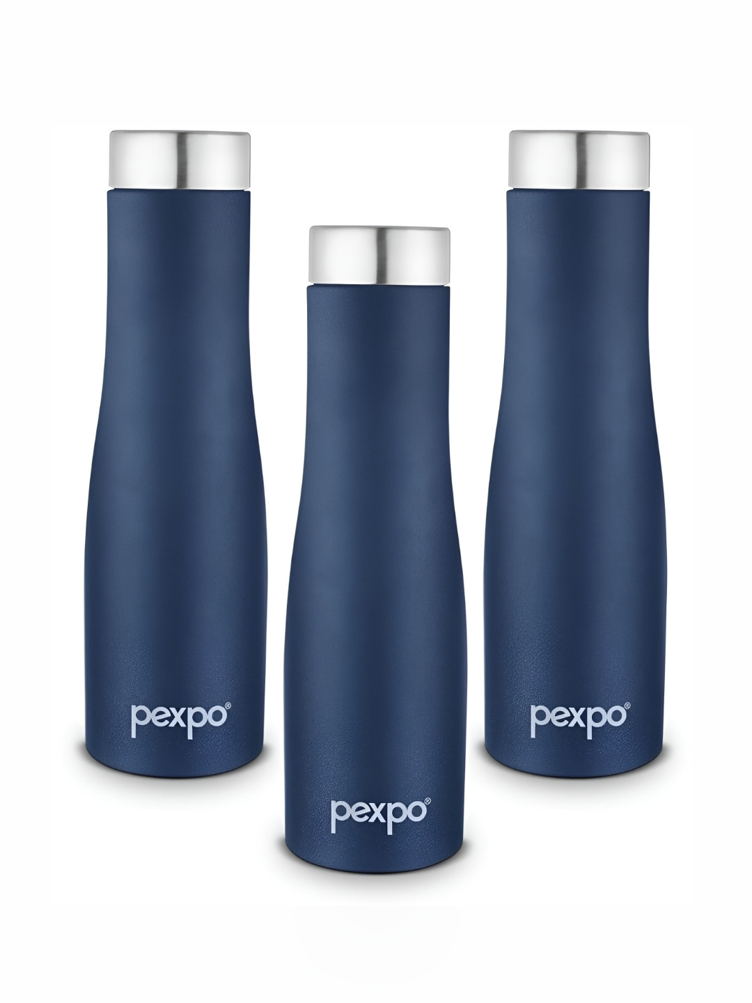 Pexpo MONACO 3pc Fridge Water Bottle Single wall Blue Stainless Steel 700ml