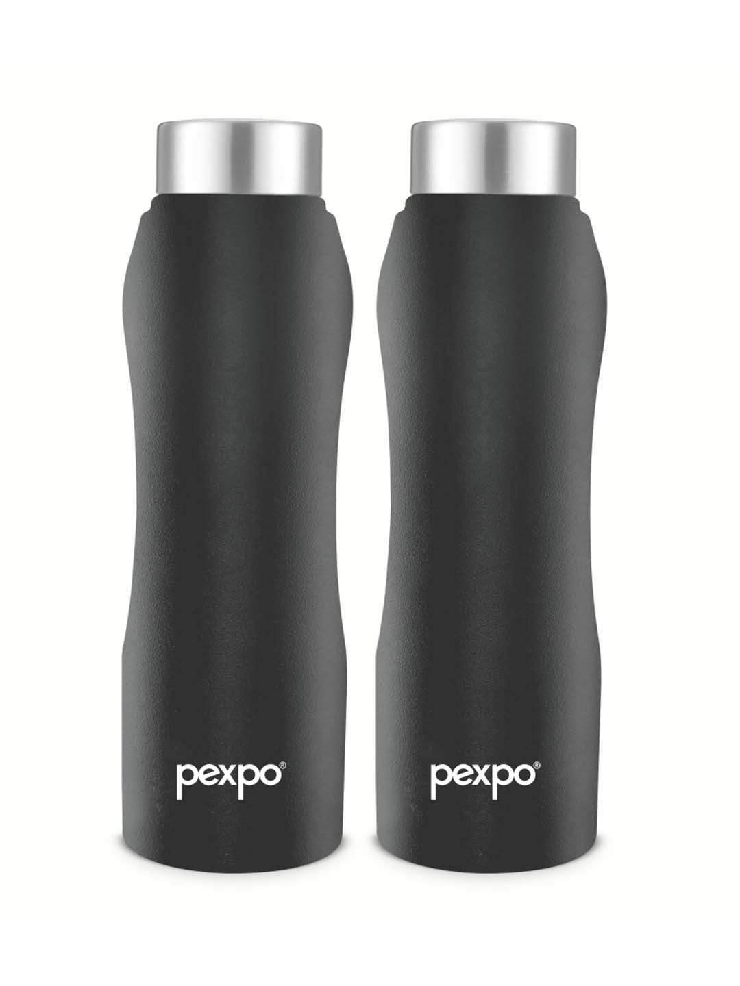 Pexpo Bistro-Xtreme Black Stainless Steel Spill Proof 2 Piece Water Bottle - 1L