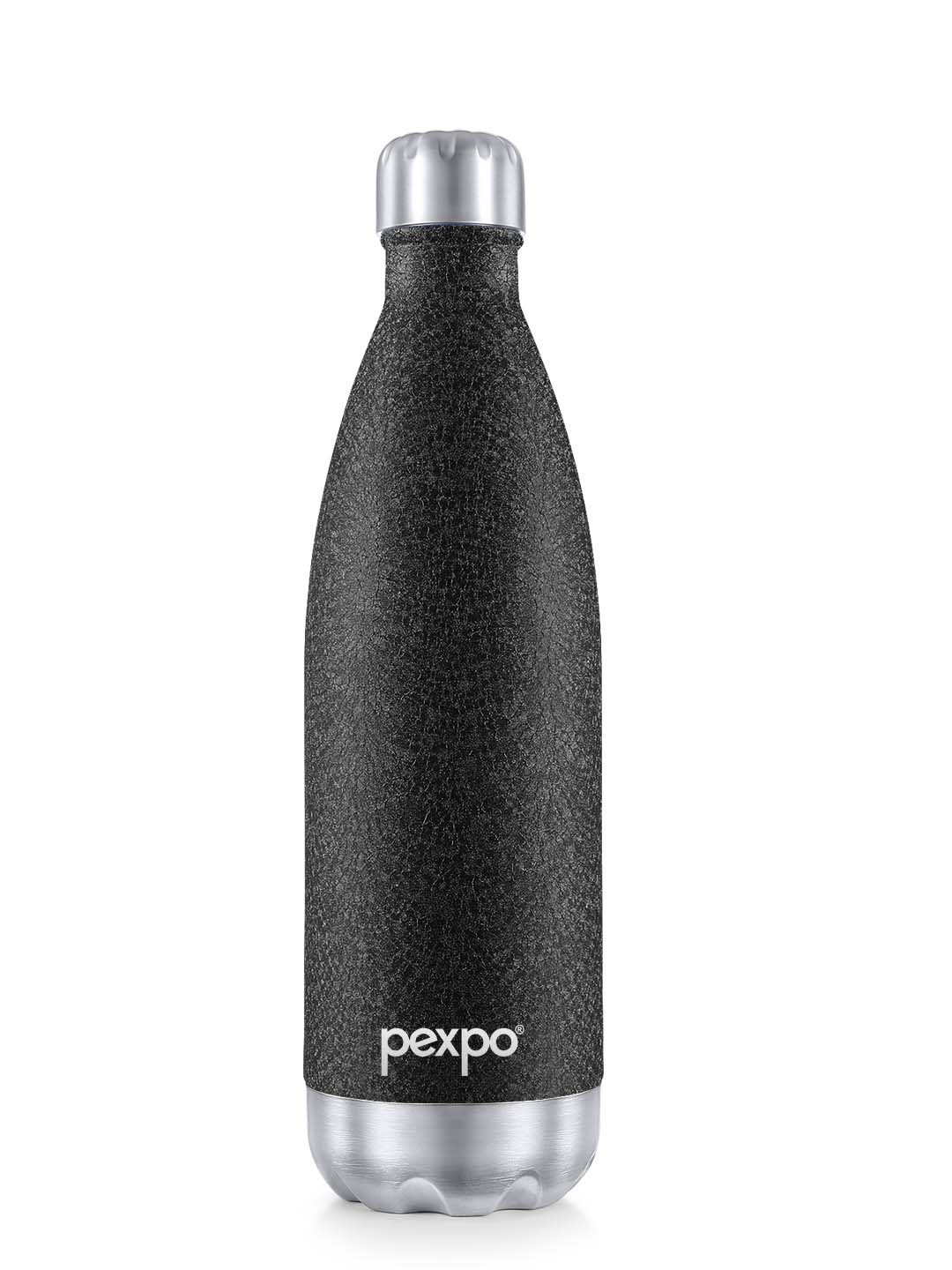 Pexpo Electro Black Solid Stainless Steel Spill Proof Flask - 750ml