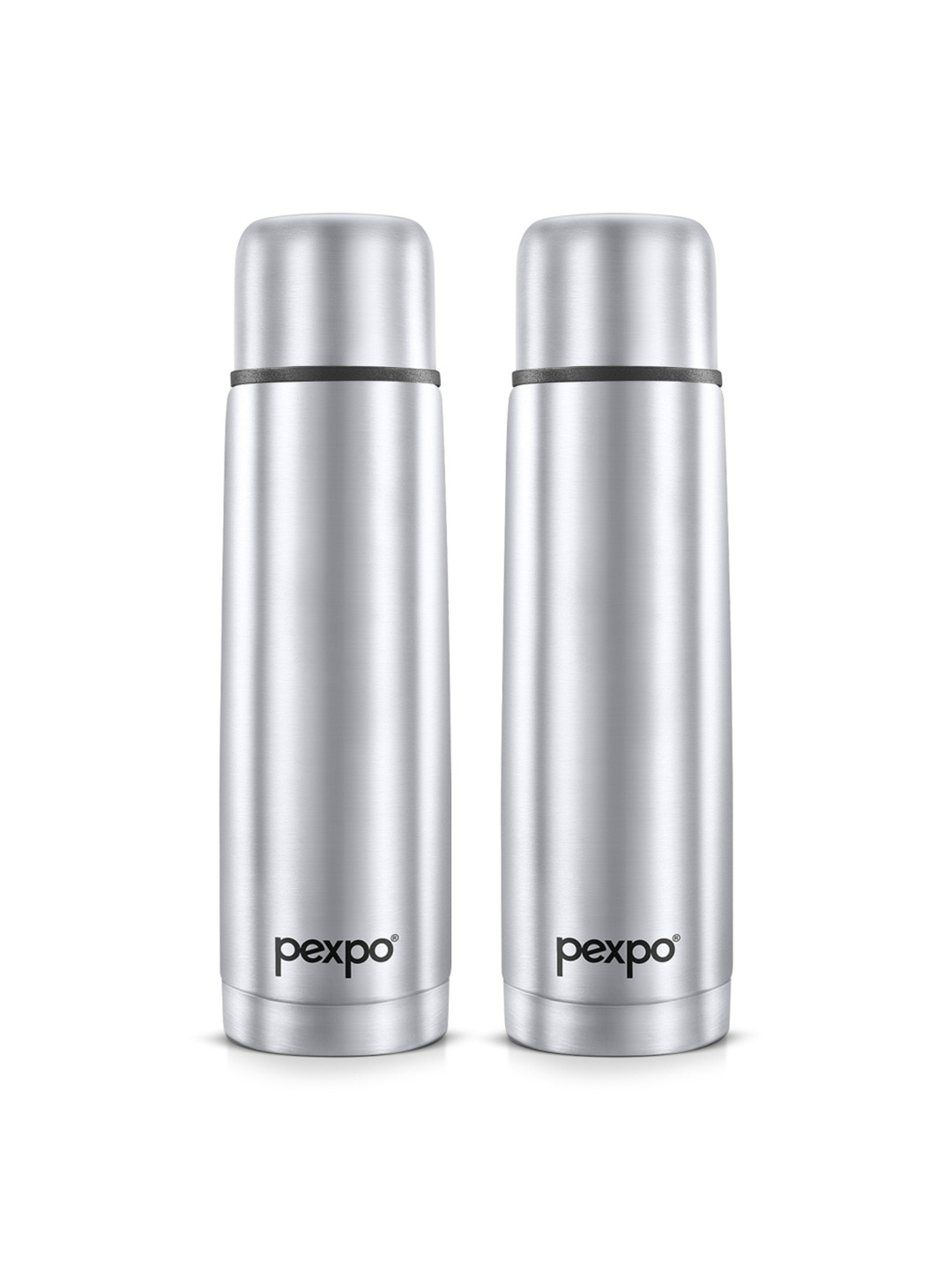 Pexpo Flamingo Silver Stainless Steel Double Wall Vacuum 2 Piece Flask - 500ml
