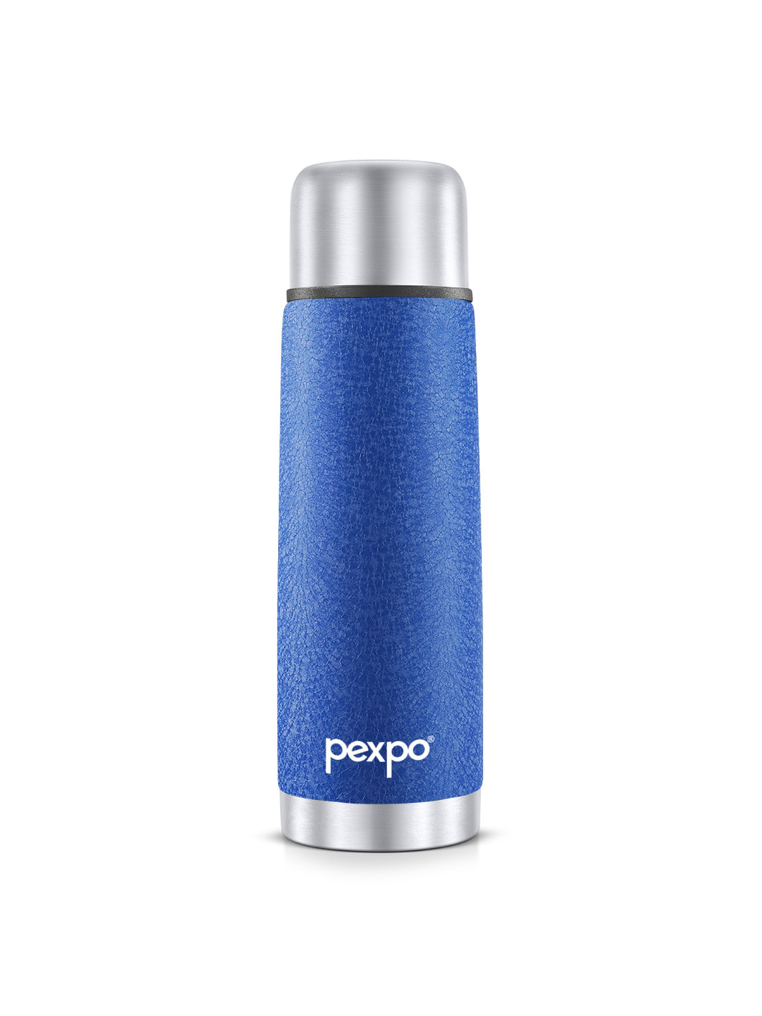 Pexpo Flexo Blue Solid Stainless Steel Double Wall Vacuum Flask - 350ml