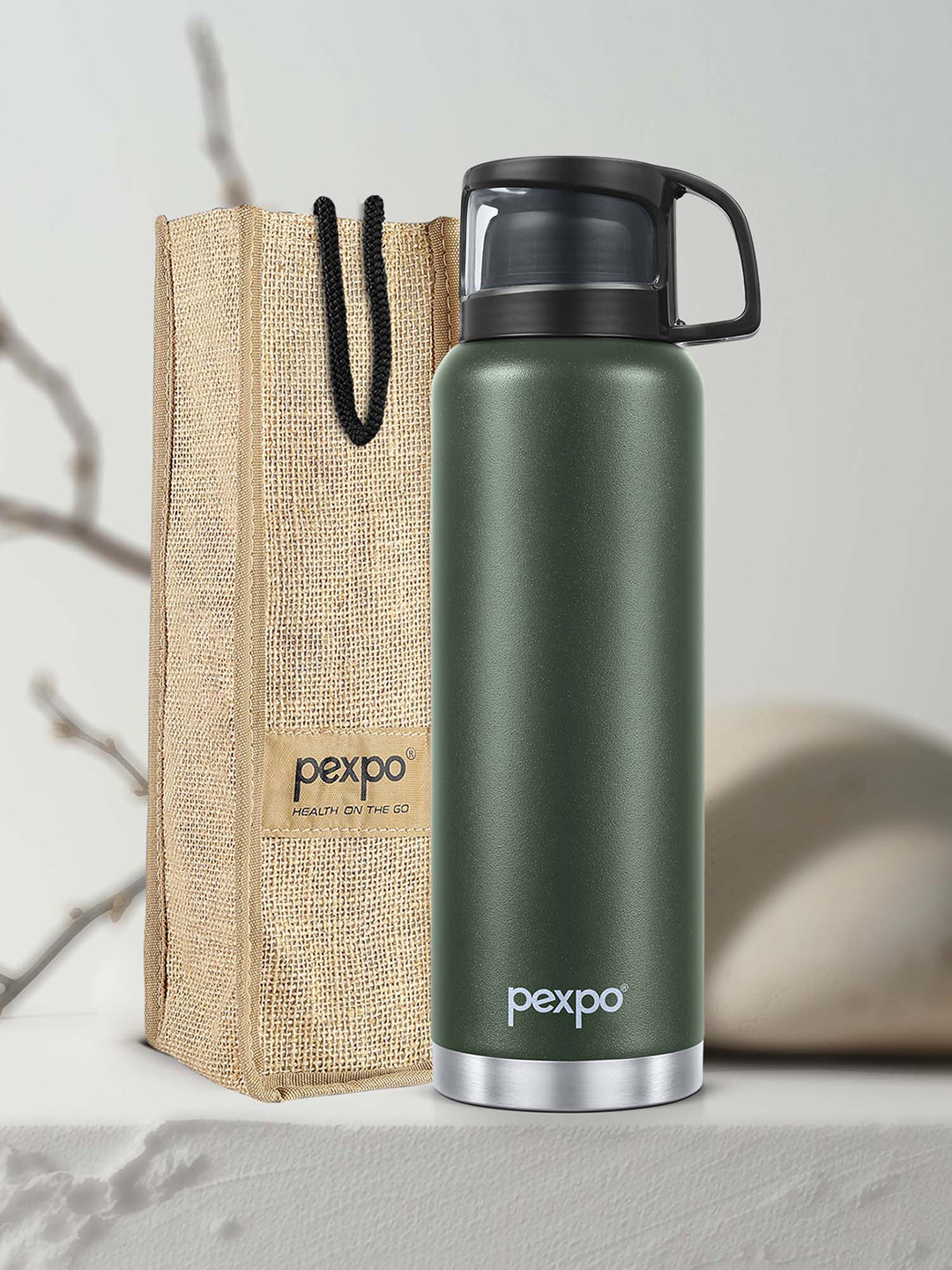 Pexpo Fererro Green ISI Certified Thermosteel Hot & Cold Flask Water Bottle 1.5L