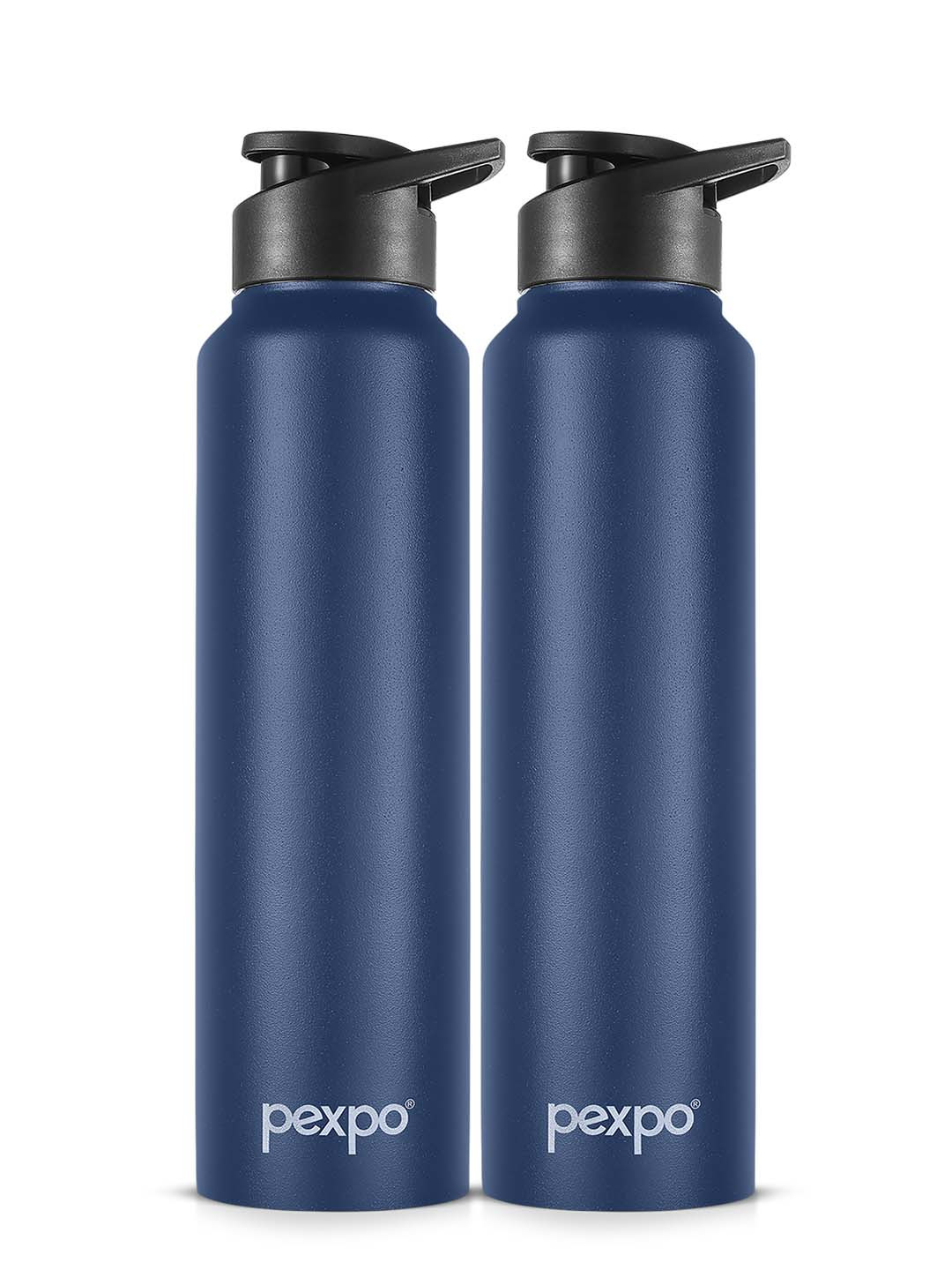 Pexpo Chromo-Xtreme Navy Blue Solid Stainless Steel Spill Proof 2 Pcs Water Bottle - 750ml