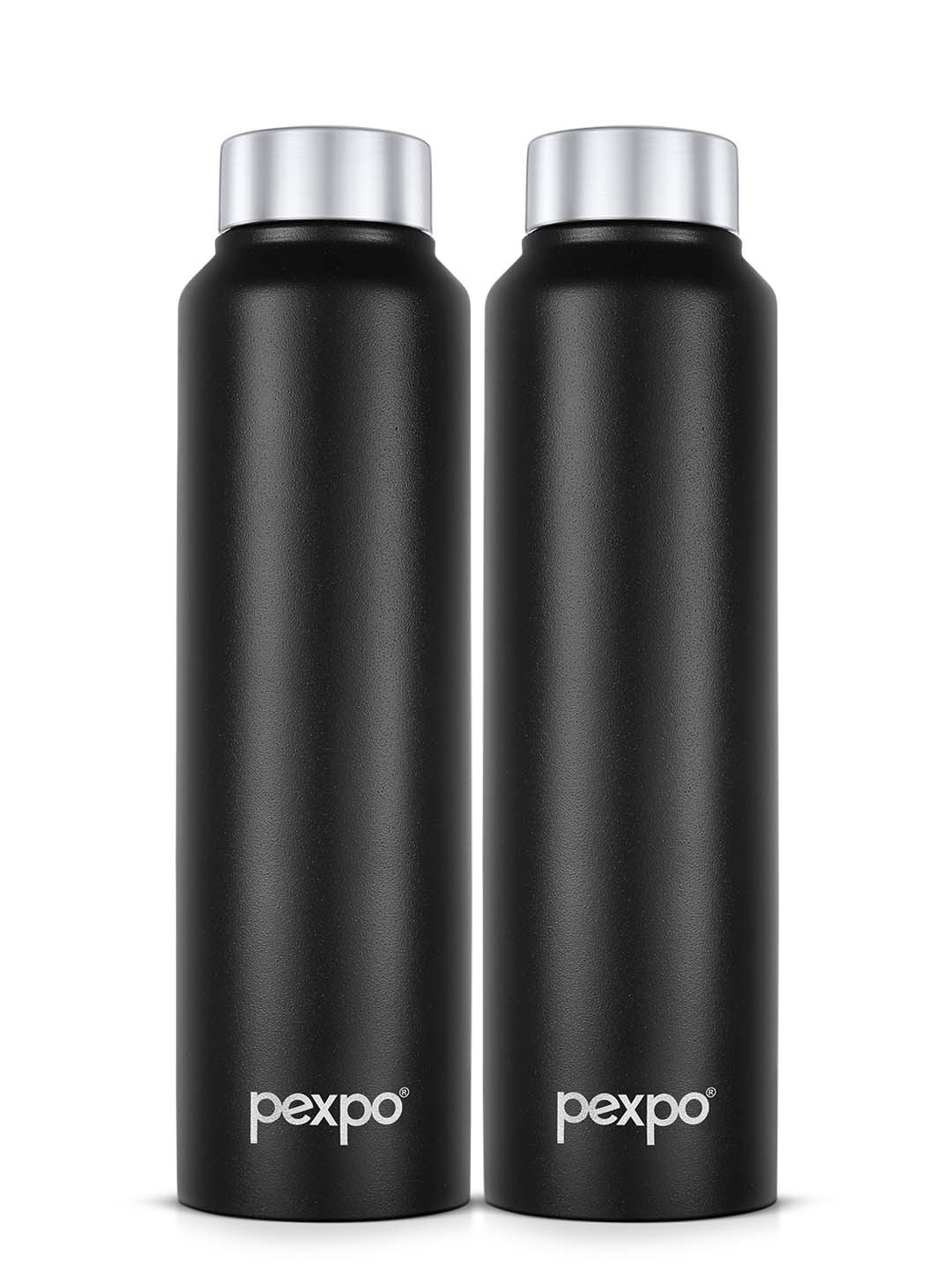 Pexpo Chromo-Xtreme Black Solid Stainless Steel Spill Proof 2 Piece Water Bottle - 750ml