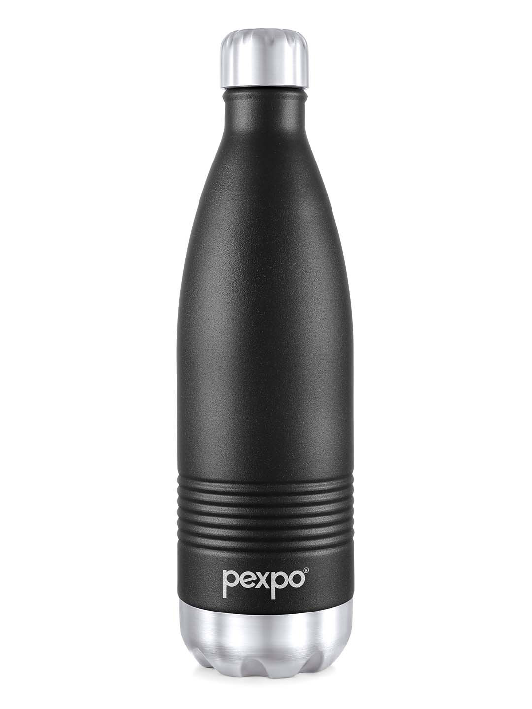 Pexpo Echodlx Black ISI Certified Thermosteel Hot and Cold Flask Water Bottle 980ml