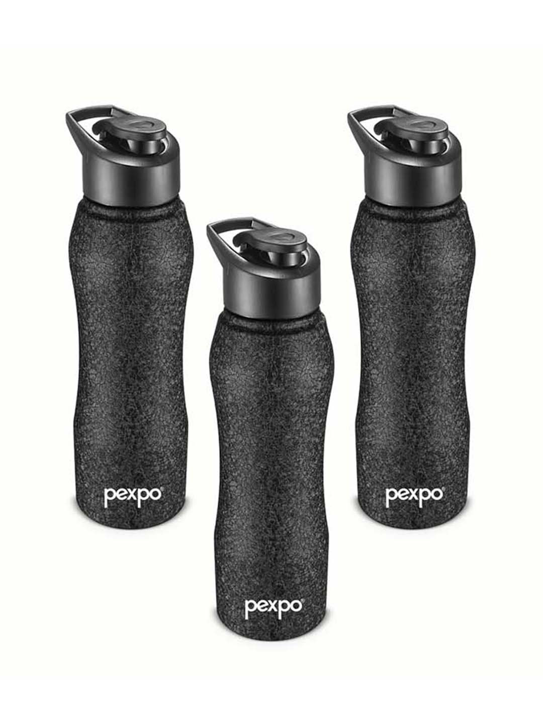 Pexpo BISTRO 3pc Sports & Hiking Stainless Steel 1L Single wall Black Water Bottle