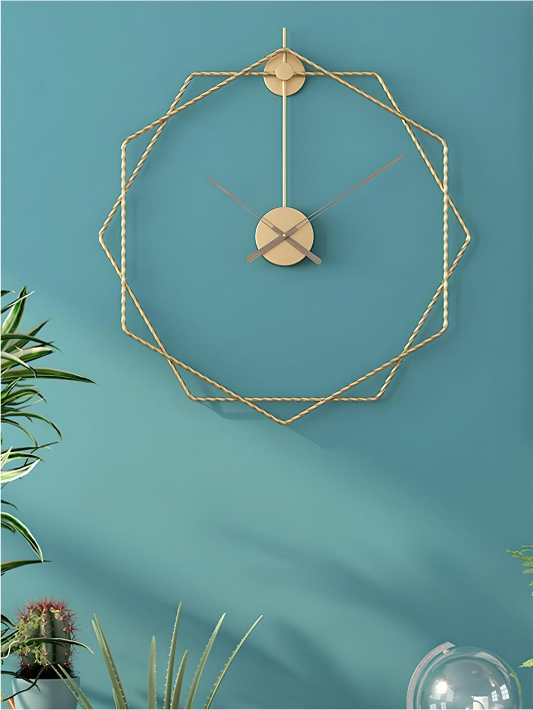 The Art House Gold Toned Abstract Shaped Metal Wall Clock