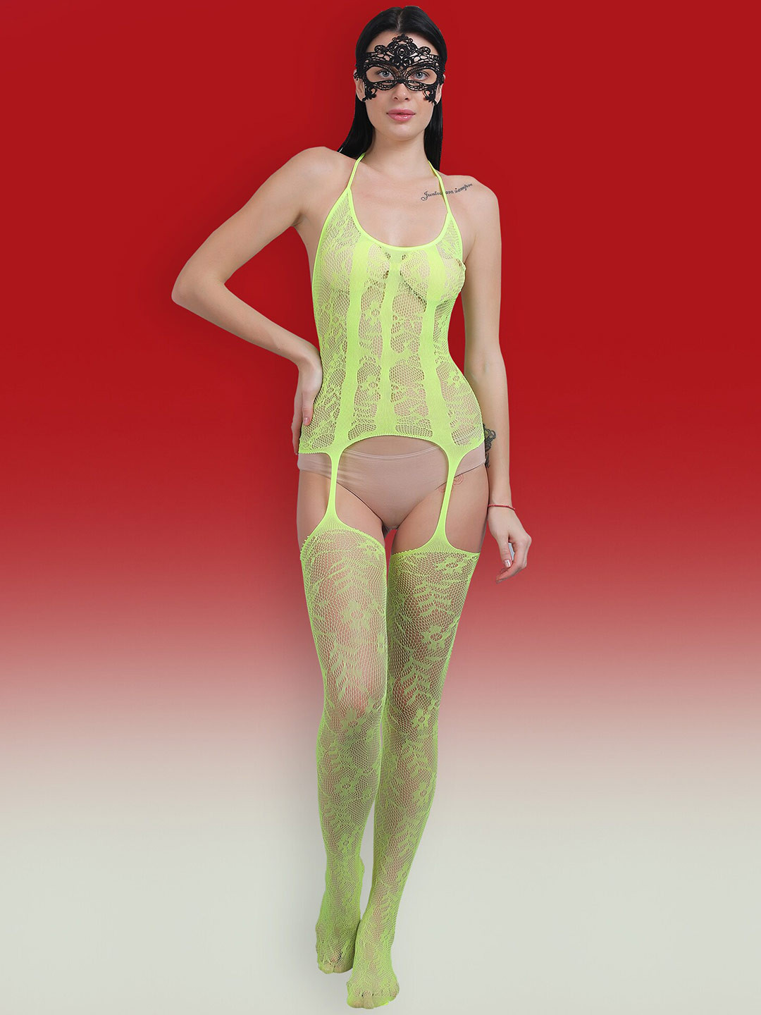 COLOR STYLE Self-Design Stretchable Full Body Stocking With Mask