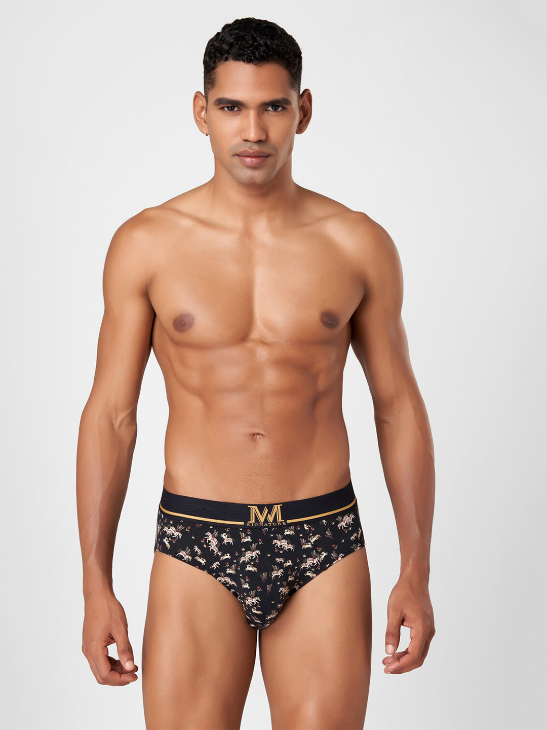 Macroman M-Series Men Conversational Printed Mid-Rise Hi-Stretch Briefs 8903978393209