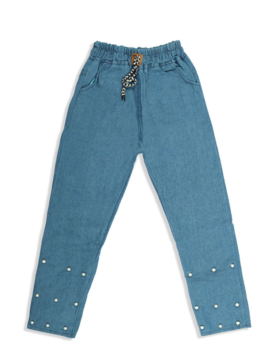 MANZON Girls Mid-Rise Applique Cotton Clean Look Jeans