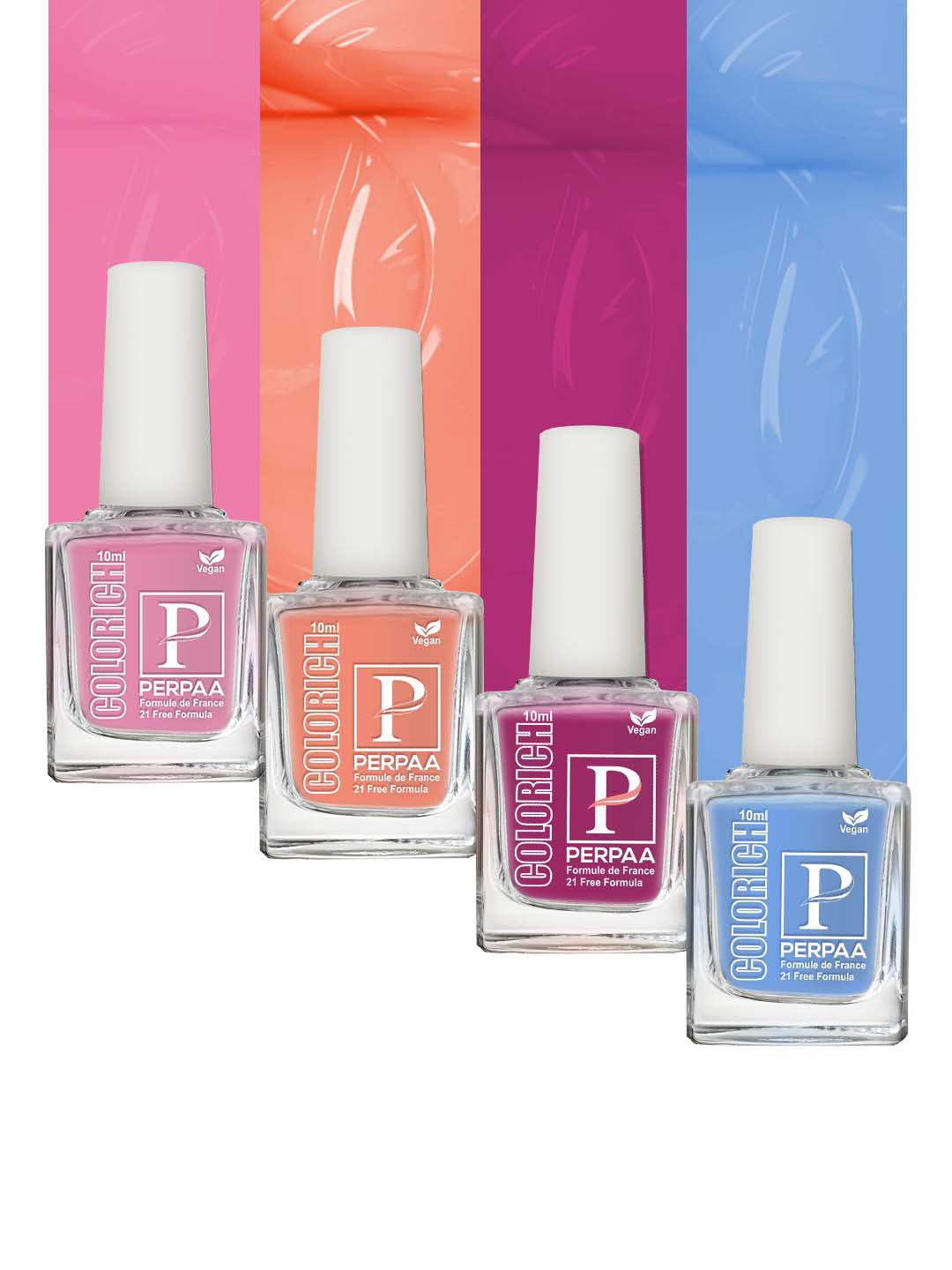 PERPAA Colorich Set Of 4 High Shine Nail Polish -10ml Each - 11-03-04-06
