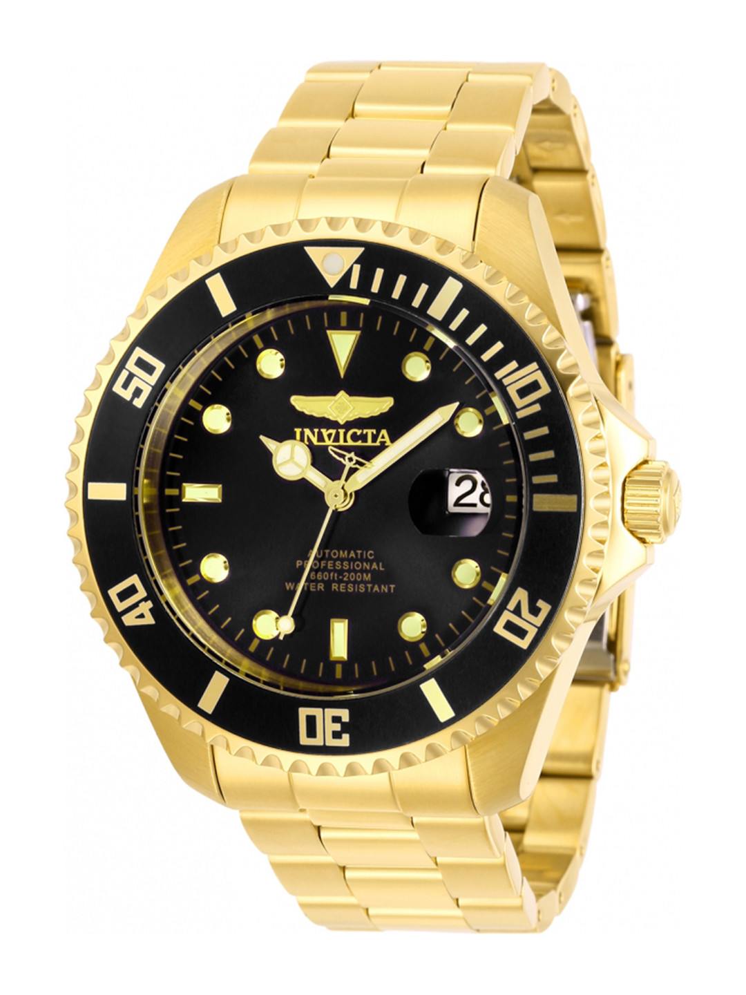 Invicta Pro Diver Men Gold-Plated Stainless Steel Automatic Motion Powered Watch 28948