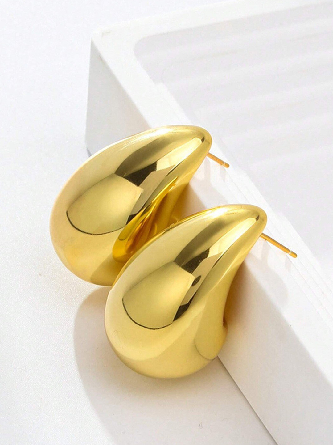 FIMBUL Gold-Plated Stainless Steel Contemporary Stud Earrings