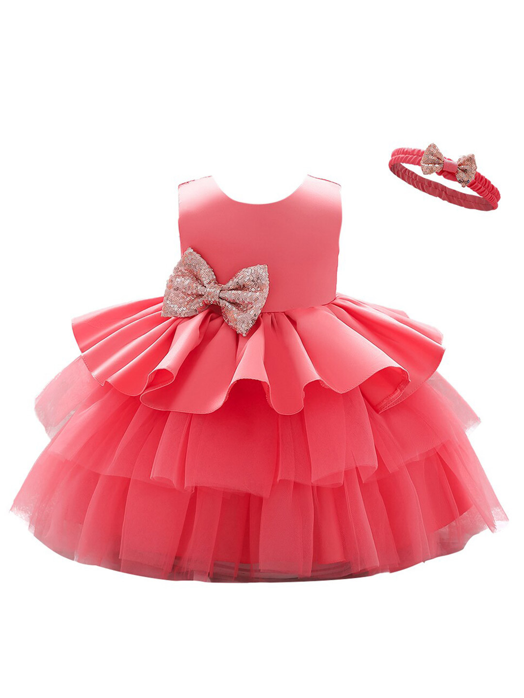 StyleCast Girls Fuchsia Layered Balloon Fit and Flare Mini Dress