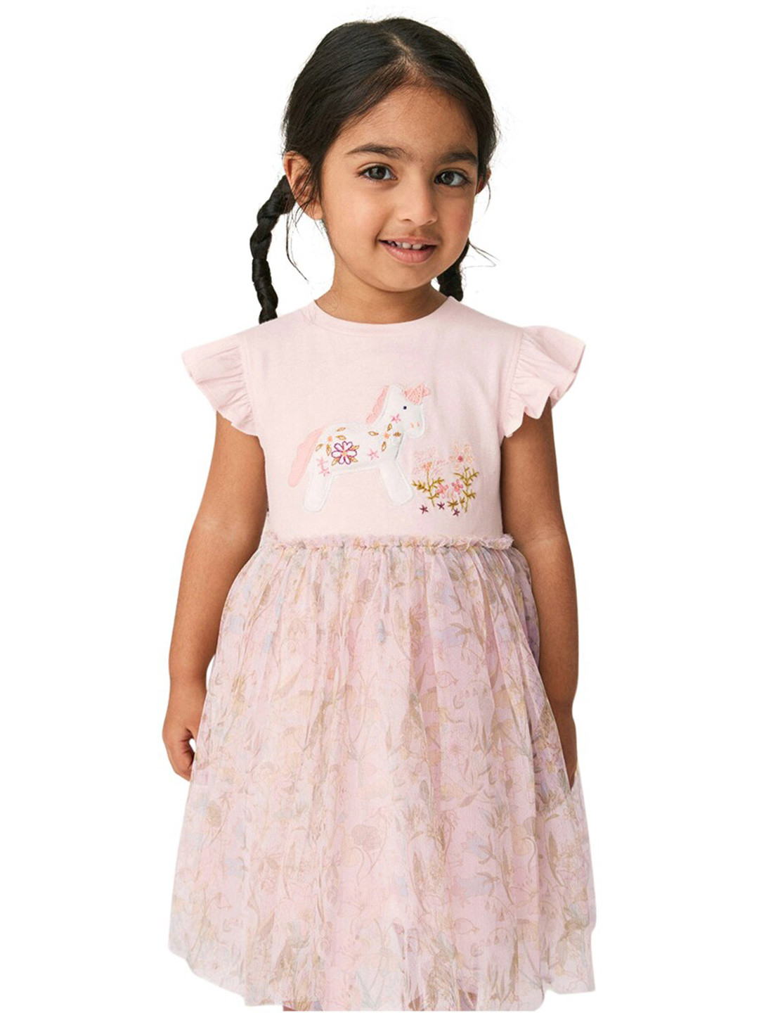 StyleCast Girls Animal Print Flutter Sleeve Applique T-shirt Dress