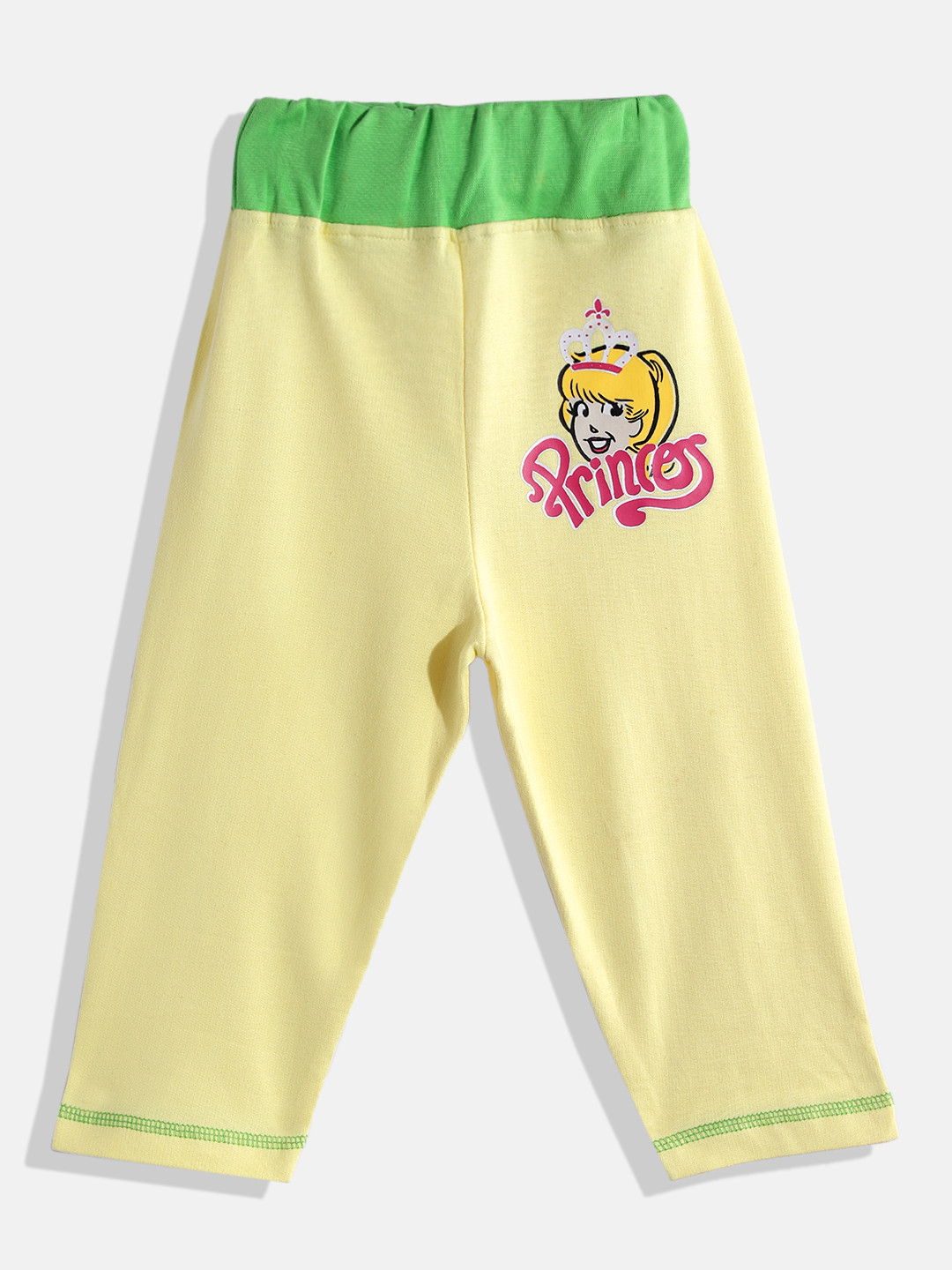 Eteenz Infant Girls Mid-Rise Princess Printed Detail Premium Cotton Track Pants