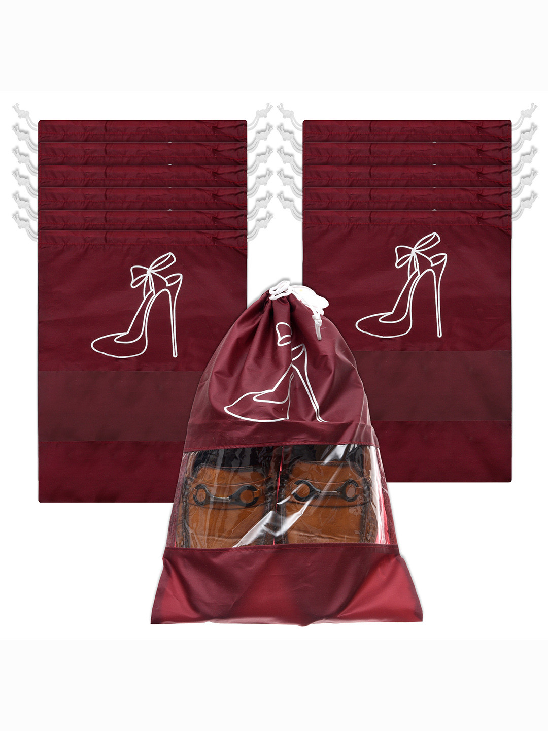 Kuber Industries 12 Pcs Printed Waterproof Breathable Shoe Bags