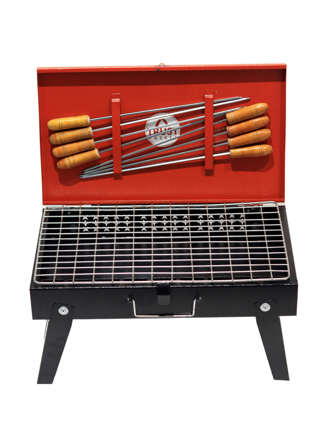 TRUSTBASKET Black 9 Pieces Barbeque Grill Skewers With Tray